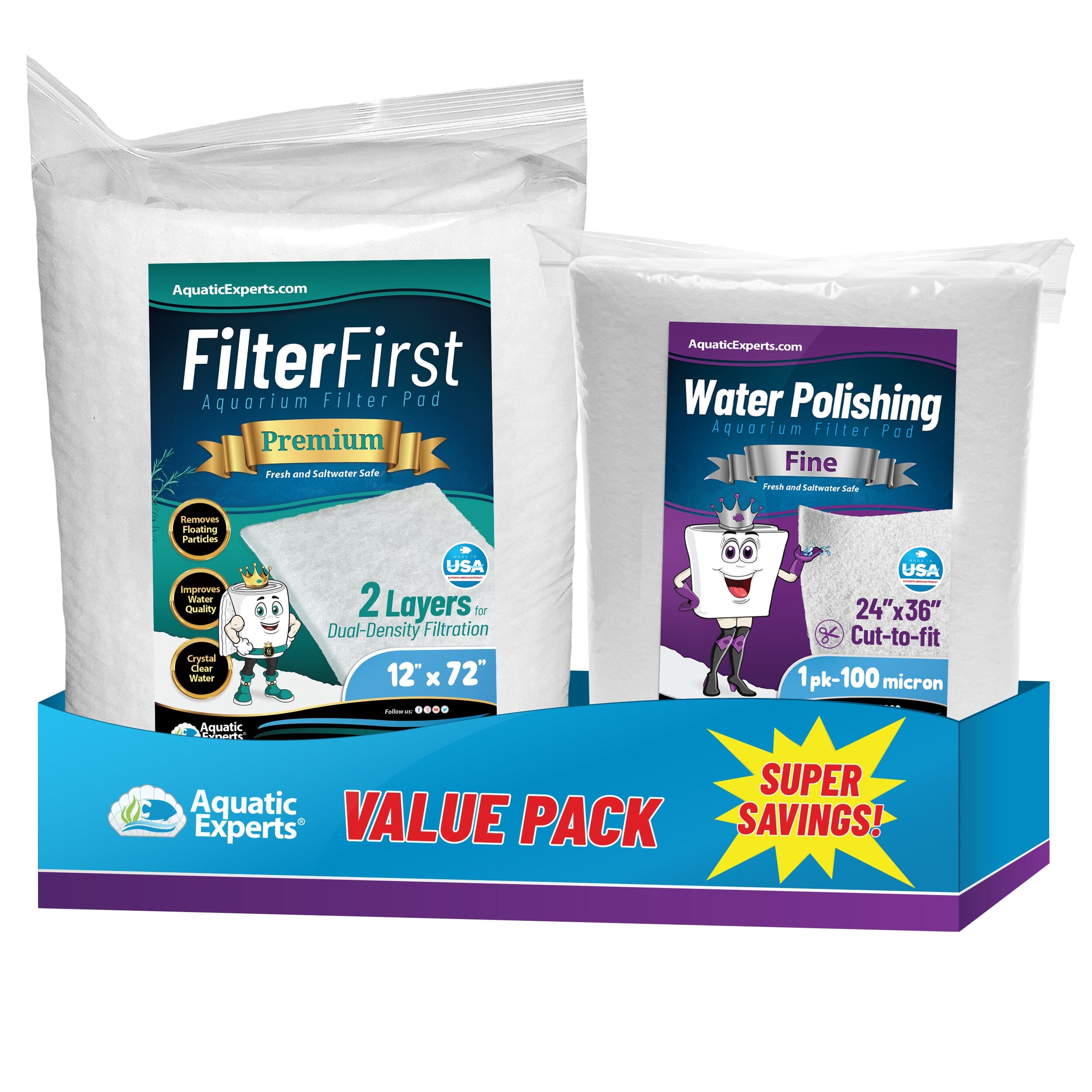 Aquatic Experts Aquarium Carbon Filter Pad - Premium Activated Carbon Filter Pads for Crystal Clear Aquariums