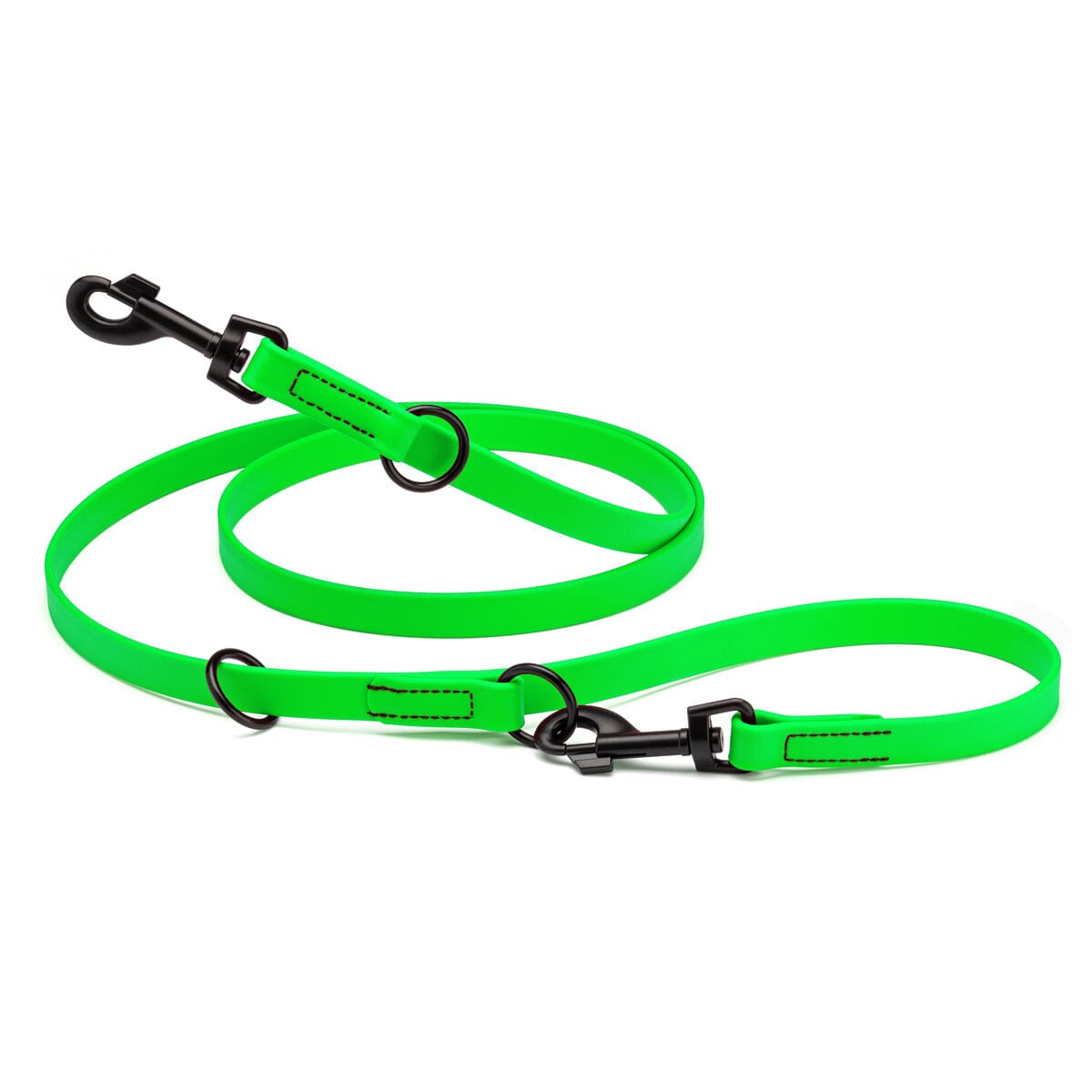 Biothane Adjustable Multi-Purpose Dog Leash with Black Hardware, 7FT