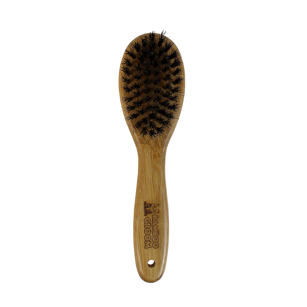 Bamboo Groom Oval Bristle Brush with Natural Boar Bristles - Small/Medium