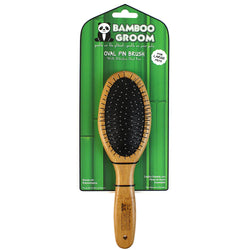 Bamboo Groom Oval Pin Brush with Stainless Steel Pins- Large