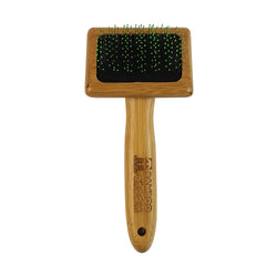 Bamboo Groom Soft Slicker Brush with Stainless Steel Pins & Comfort Tips- Small