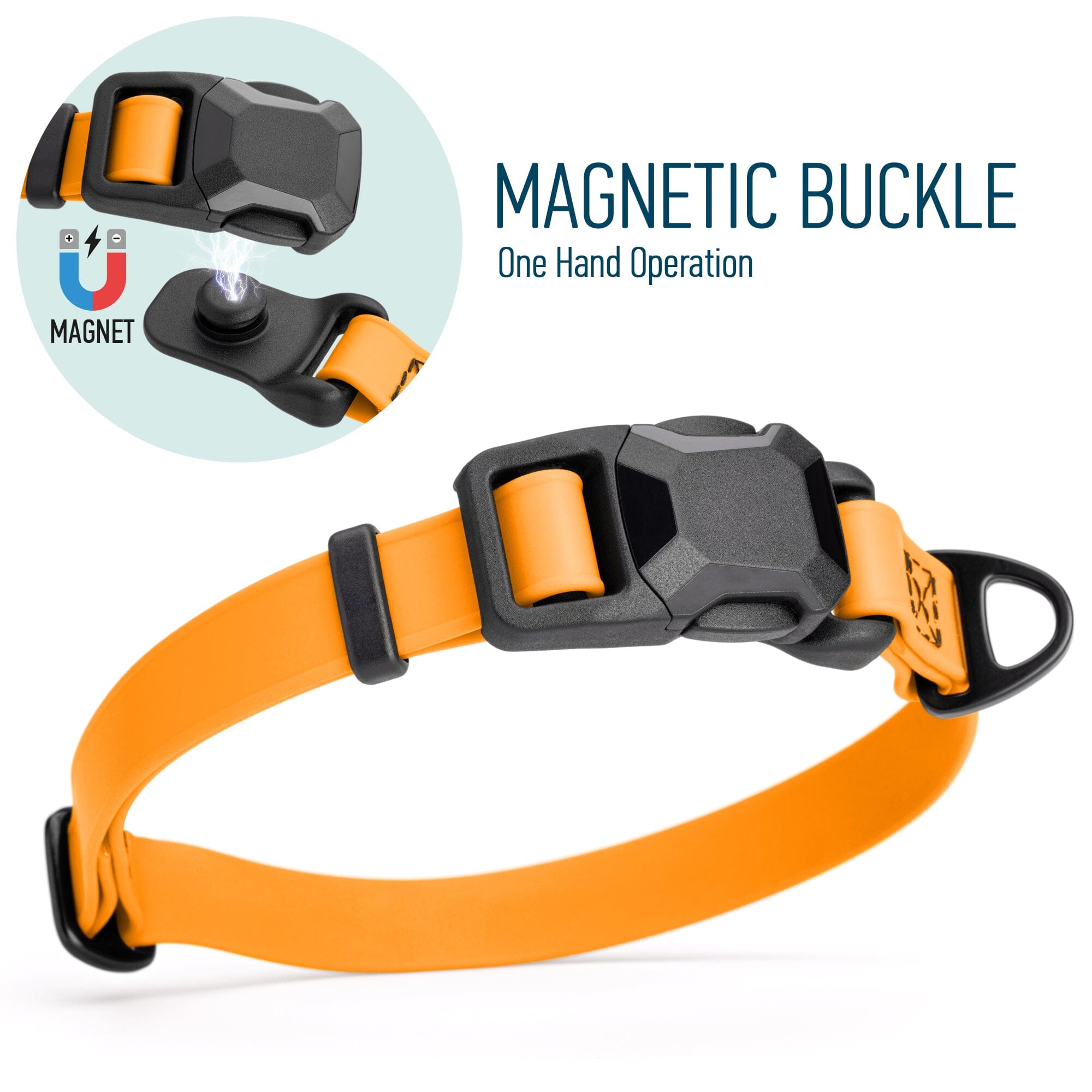 Biothane Waterproof Dog Collar with Magnetic Quick Release Buckle