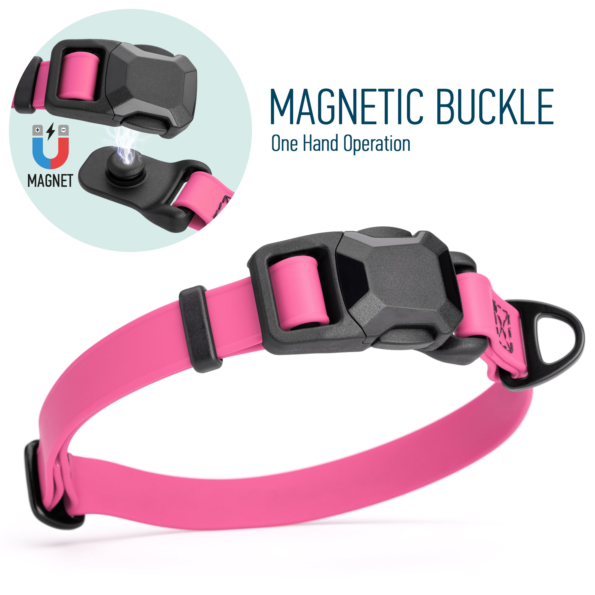 Biothane Waterproof Dog Collar with Magnetic Quick Release Buckle