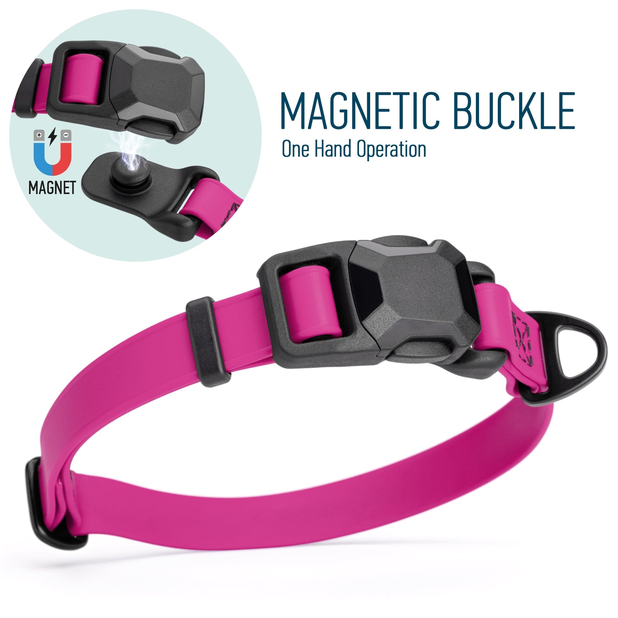 Biothane Waterproof Dog Collar with Magnetic Quick Release Buckle