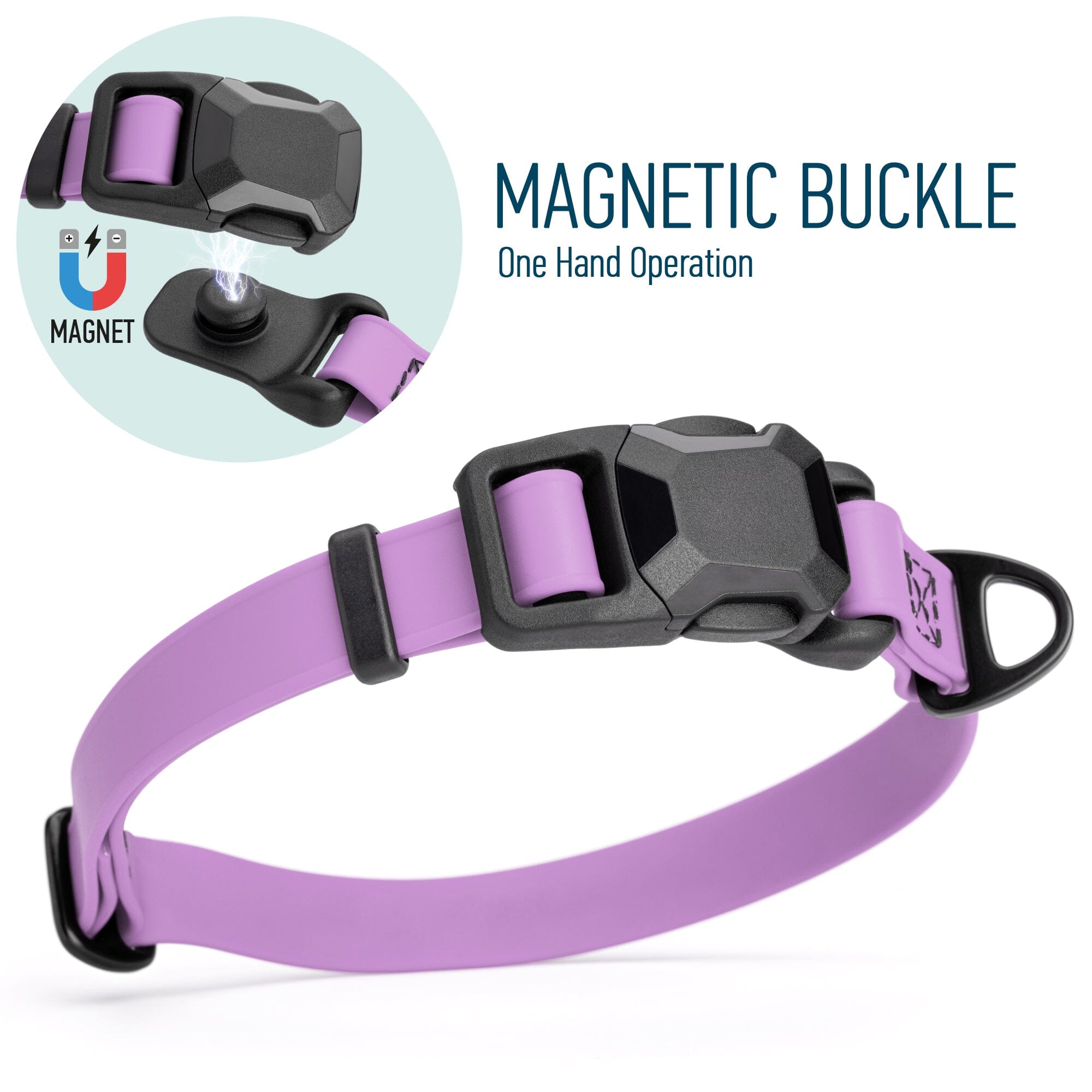 Biothane Waterproof Dog Collar with Magnetic Quick Release Buckle
