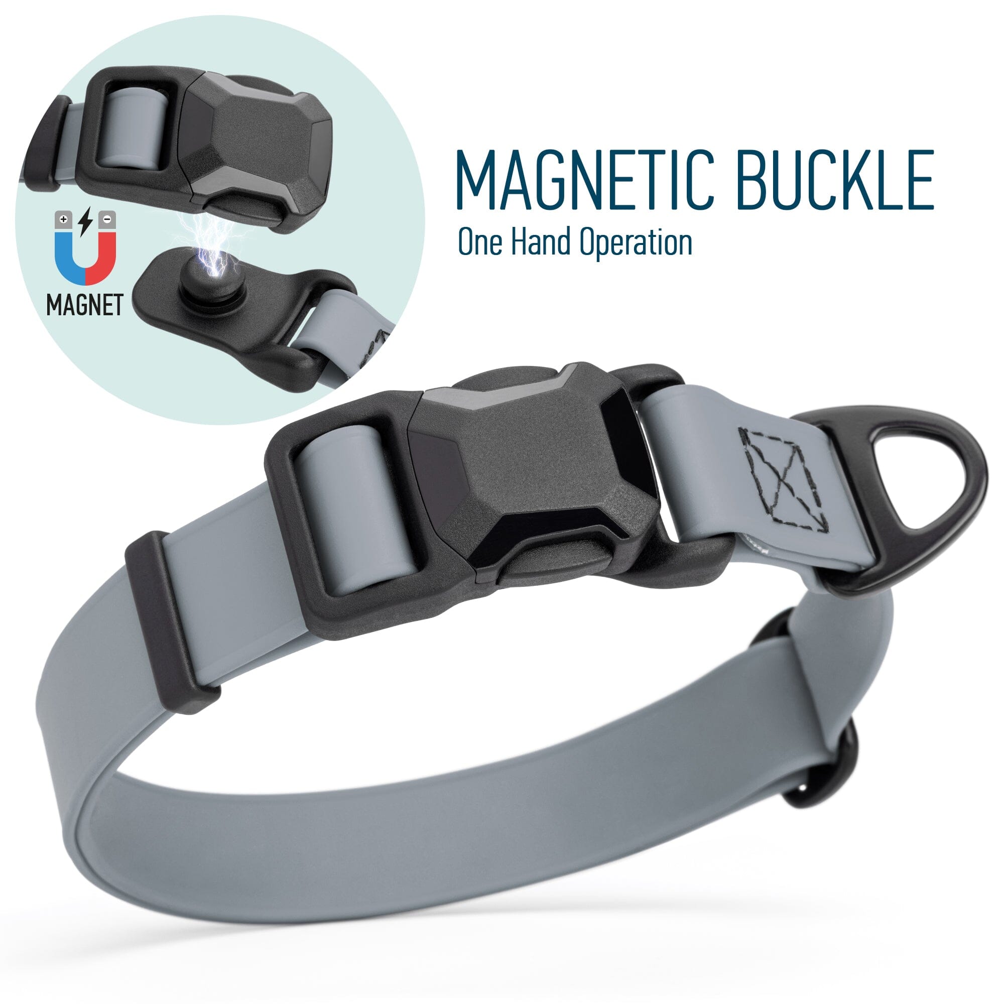 Biothane Waterproof Dog Collar with Magnetic Quick Release Buckle