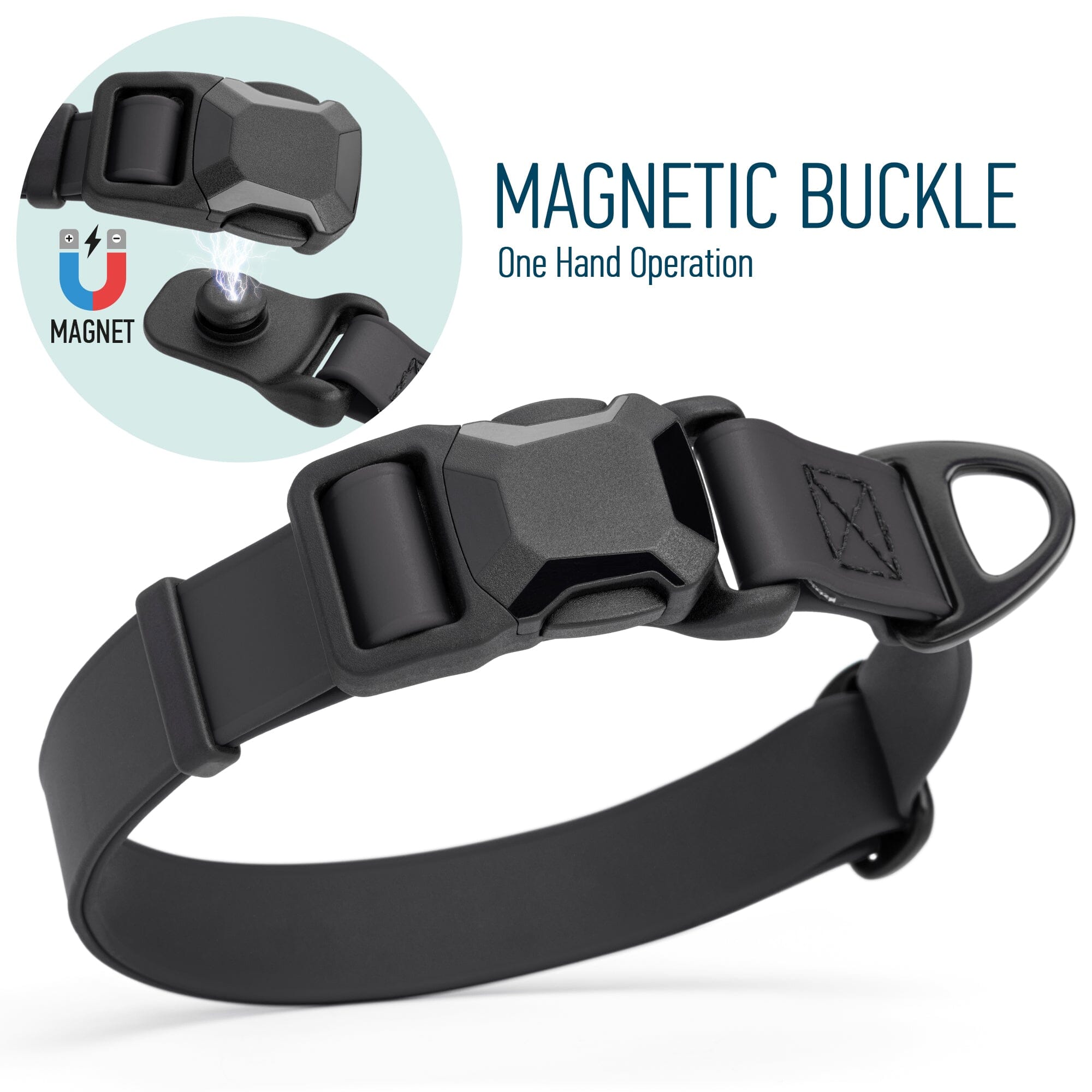 Biothane Waterproof Dog Collar with Magnetic Quick Release Buckle