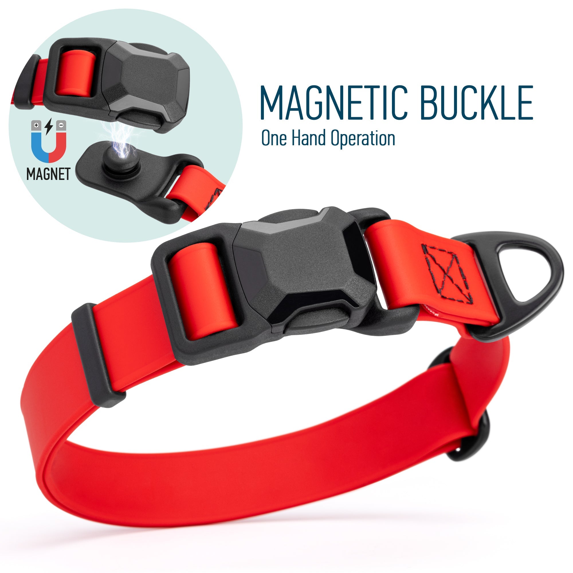 Biothane Waterproof Dog Collar with Magnetic Quick Release Buckle