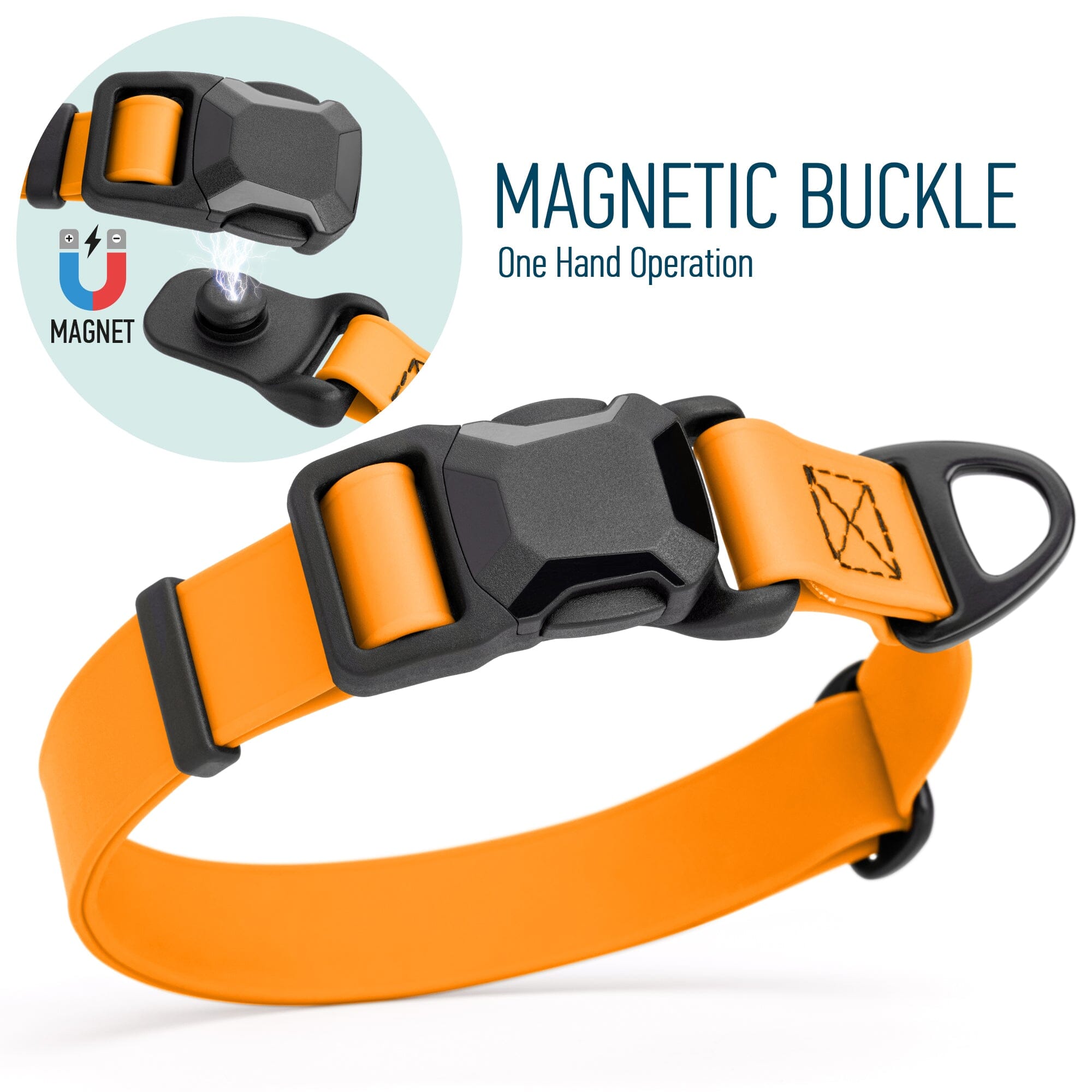 Biothane Waterproof Dog Collar with Magnetic Quick Release Buckle