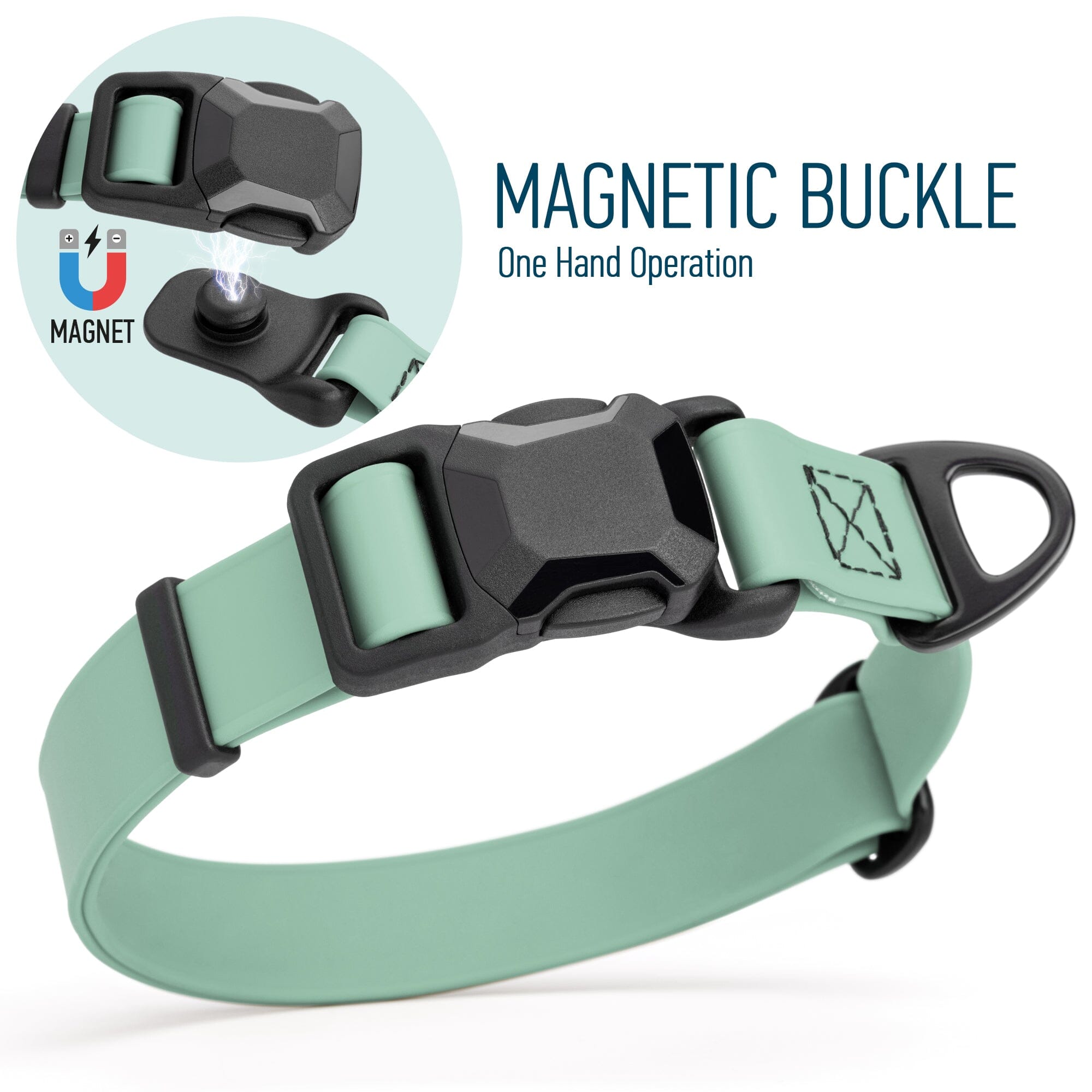 Biothane Waterproof Dog Collar with Magnetic Quick Release Buckle