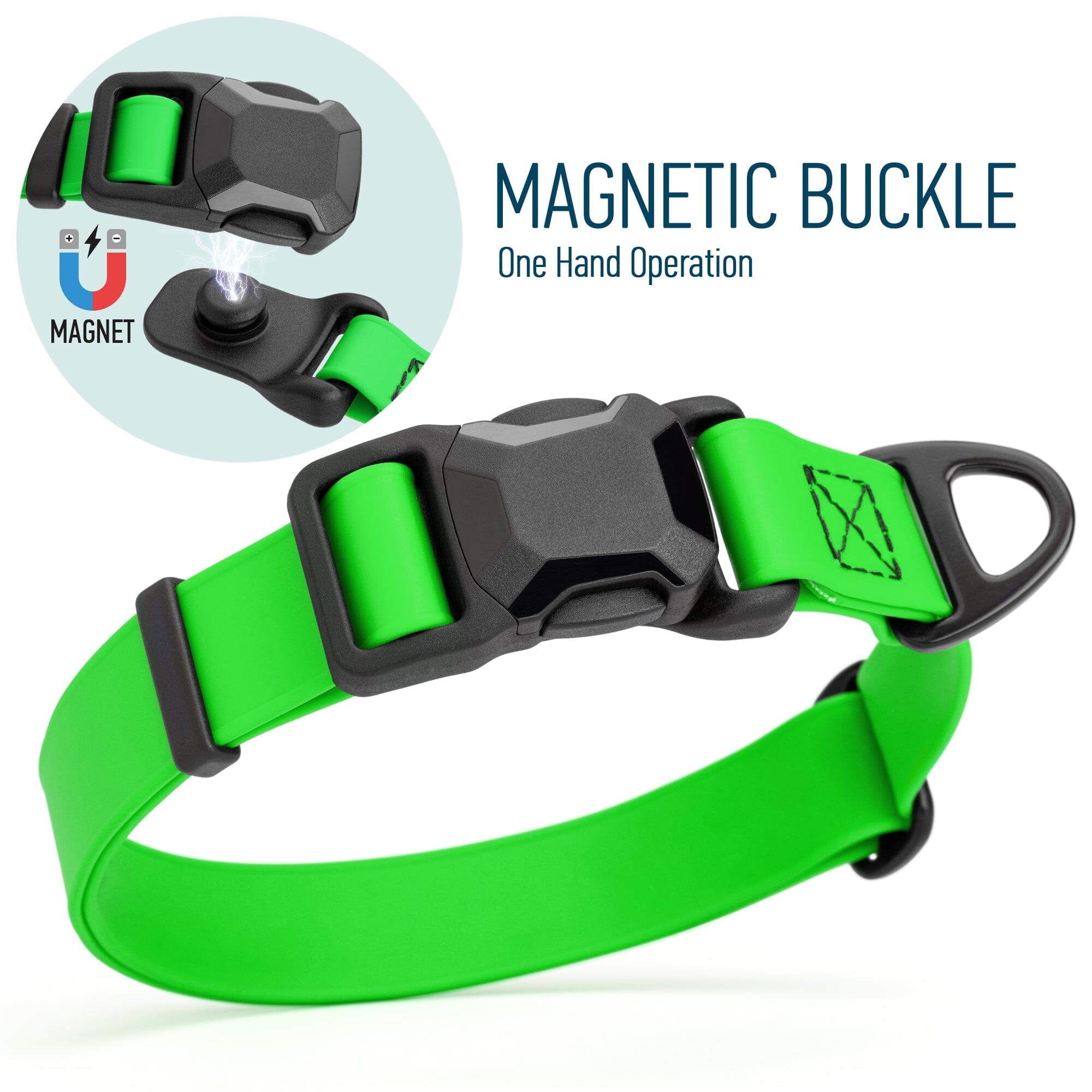 Biothane Waterproof Dog Collar with Magnetic Quick Release Buckle