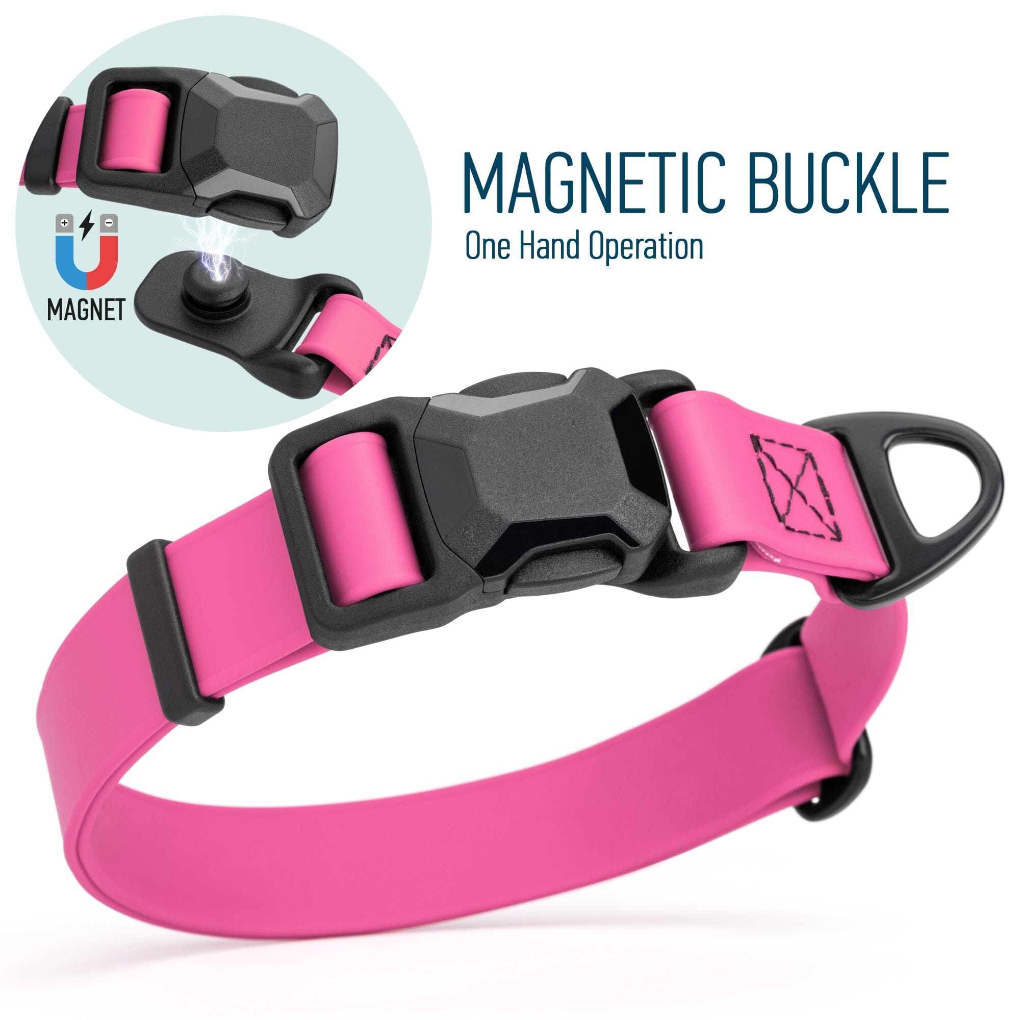 Biothane Waterproof Dog Collar with Magnetic Quick Release Buckle
