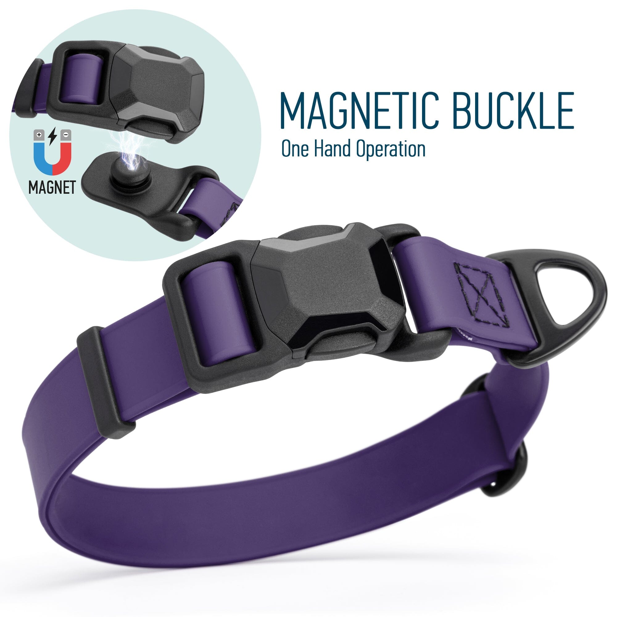 Biothane Waterproof Dog Collar with Magnetic Quick Release Buckle