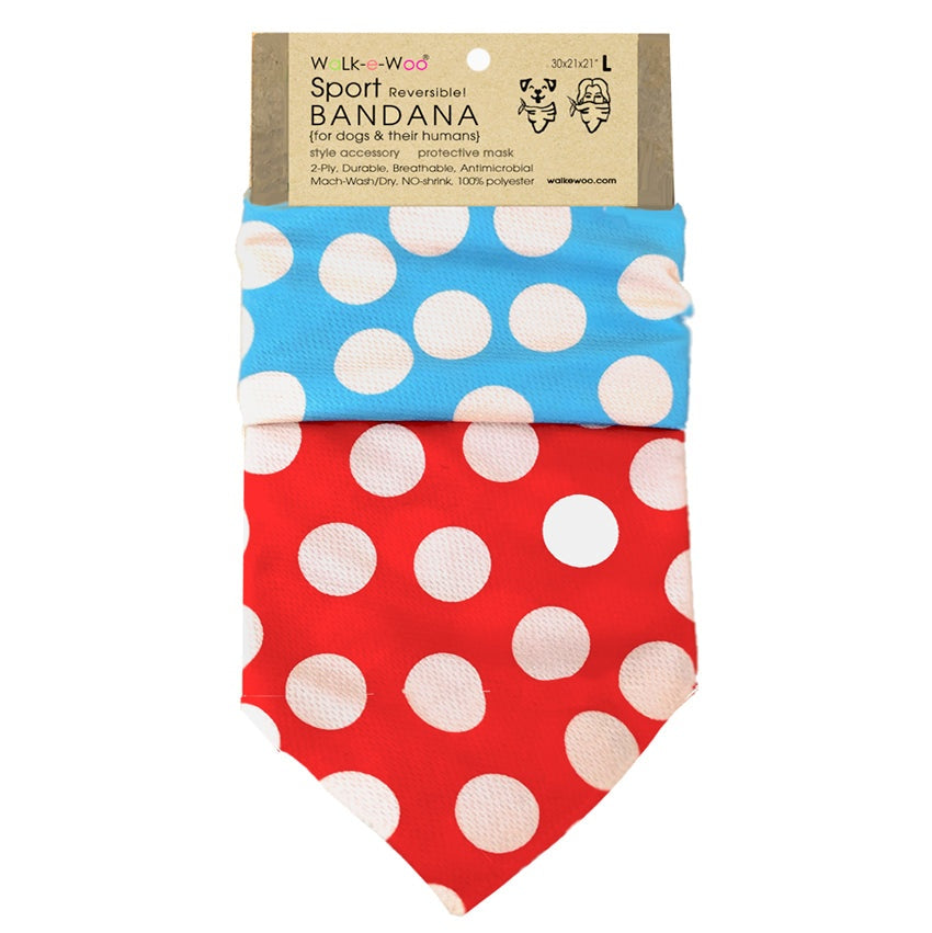 Walk-e-Woo Sport Bandana - DOT Tan/Red/Turquoise