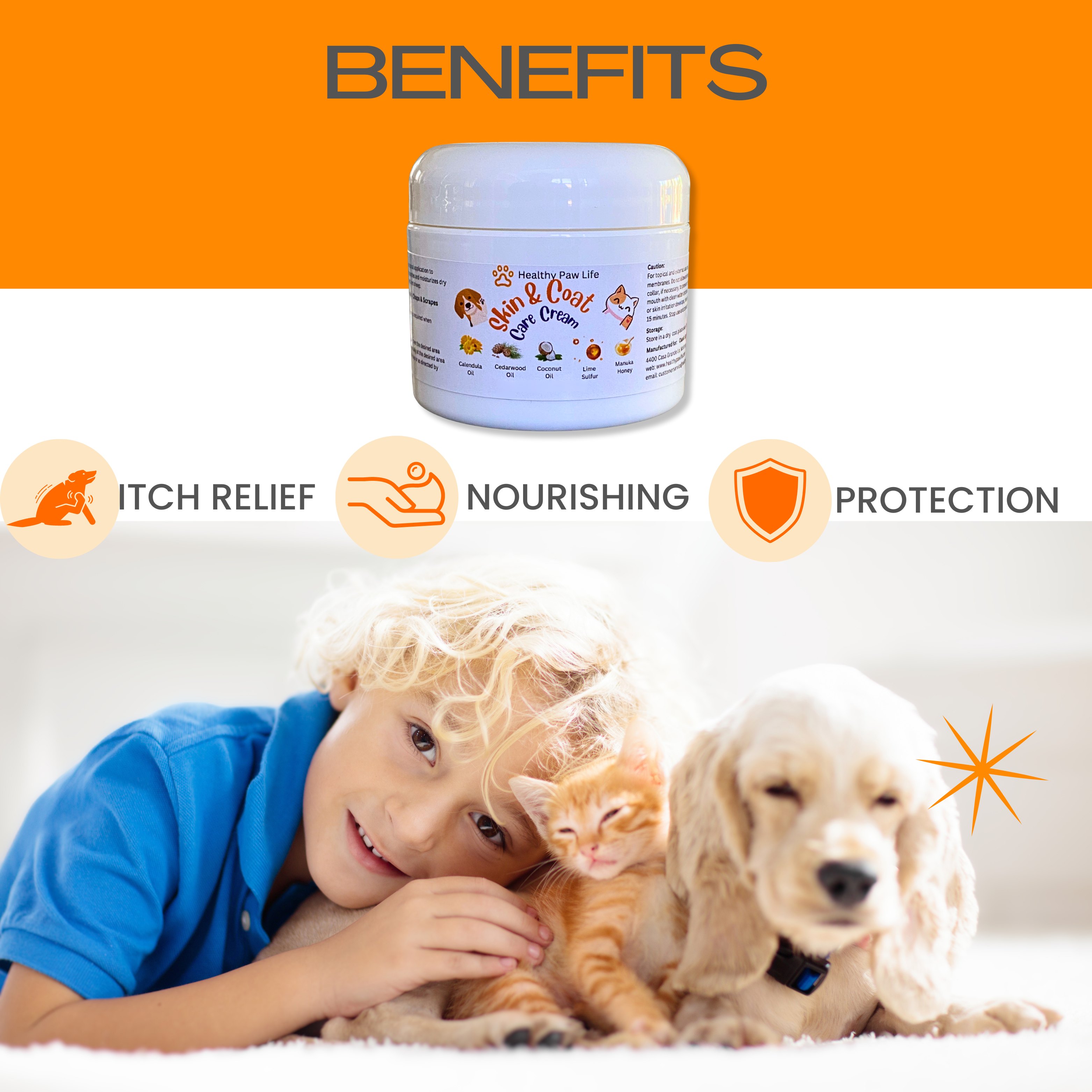 Healthy Paw Life - Calendula Manuka Honey & Cedarwood - Skin & Coat Care Cream