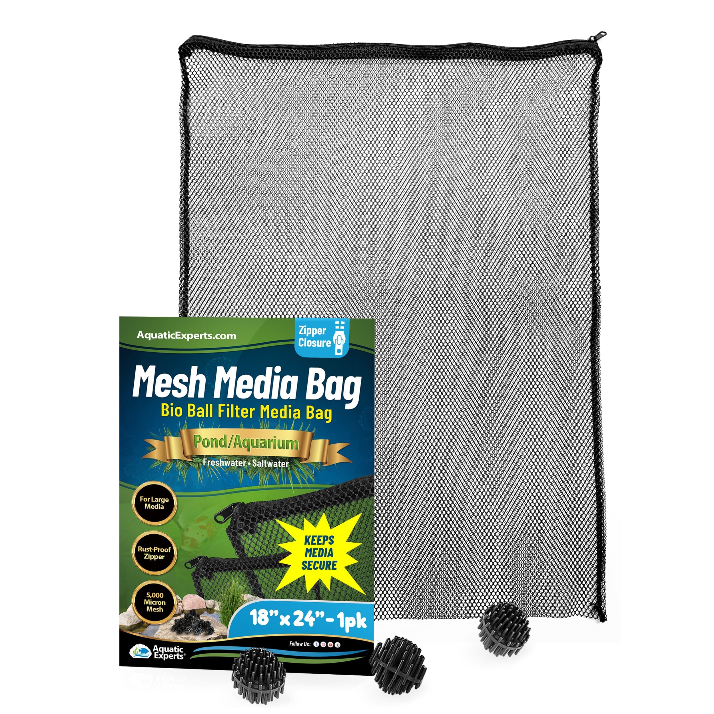 Mesh Bags for Bio Ball Filter Media - Ideal for Aquarium & Pond Filtration - Made in USA