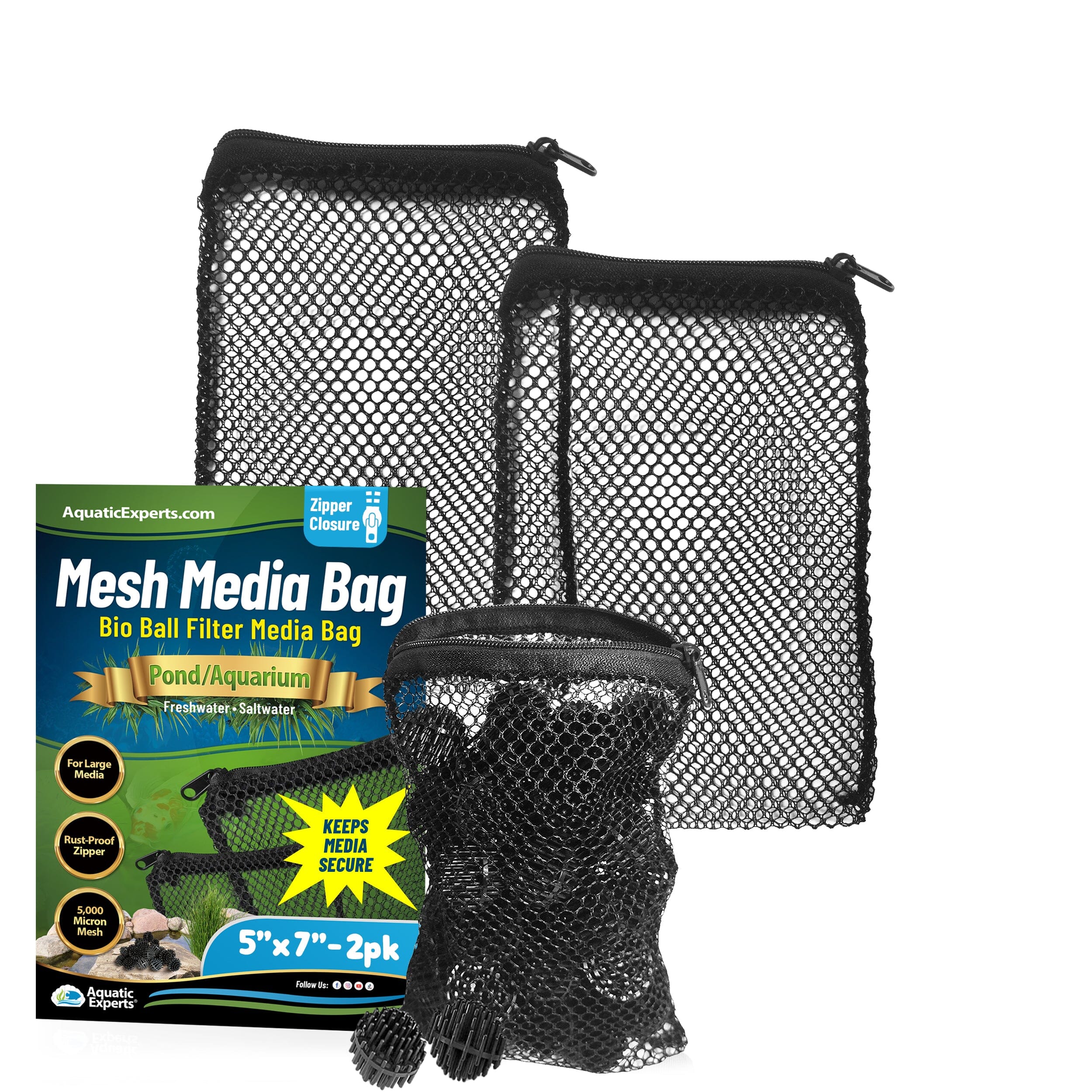 Mesh Bags for Bio Ball Filter Media - Ideal for Aquarium & Pond Filtration - Made in USA
