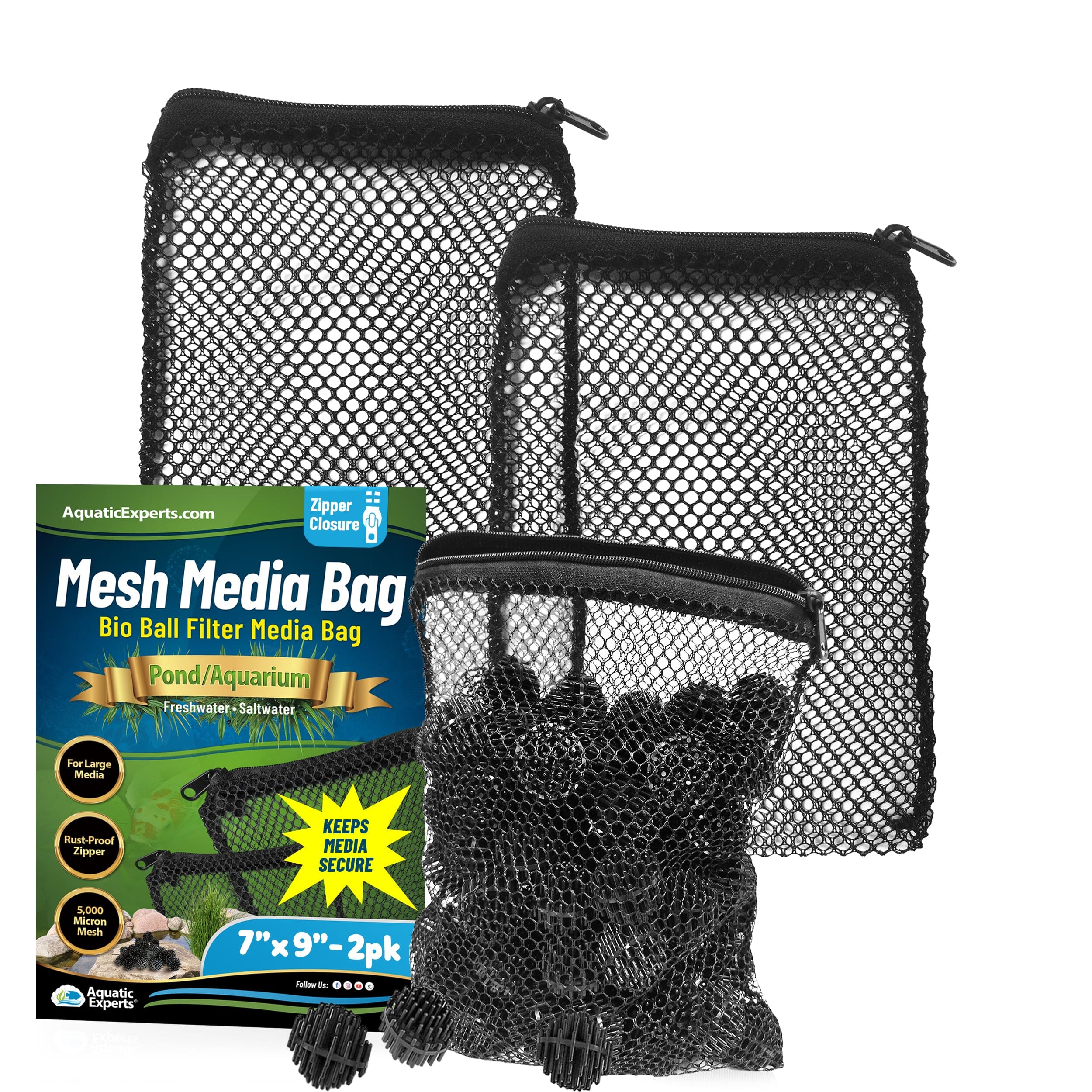 Mesh Bags for Bio Ball Filter Media - Ideal for Aquarium & Pond Filtration - Made in USA