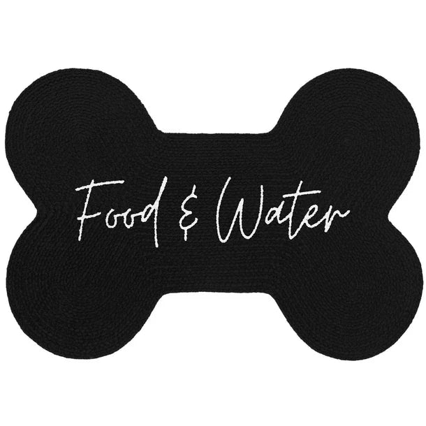 Park Life Designs Benedict Pet Placemat - Bone Shape - Food & Water | Black or Gray