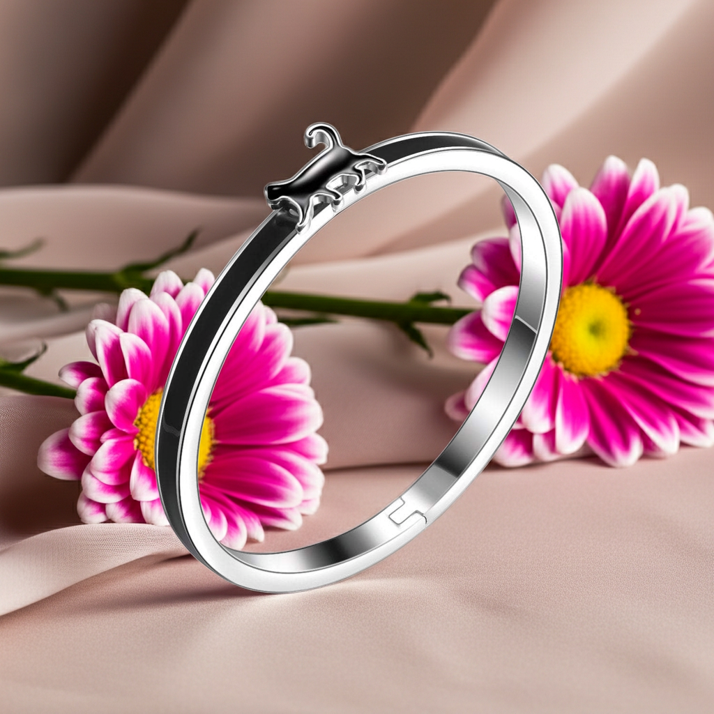 Enamel Cat Bangle | Cat Bracelet