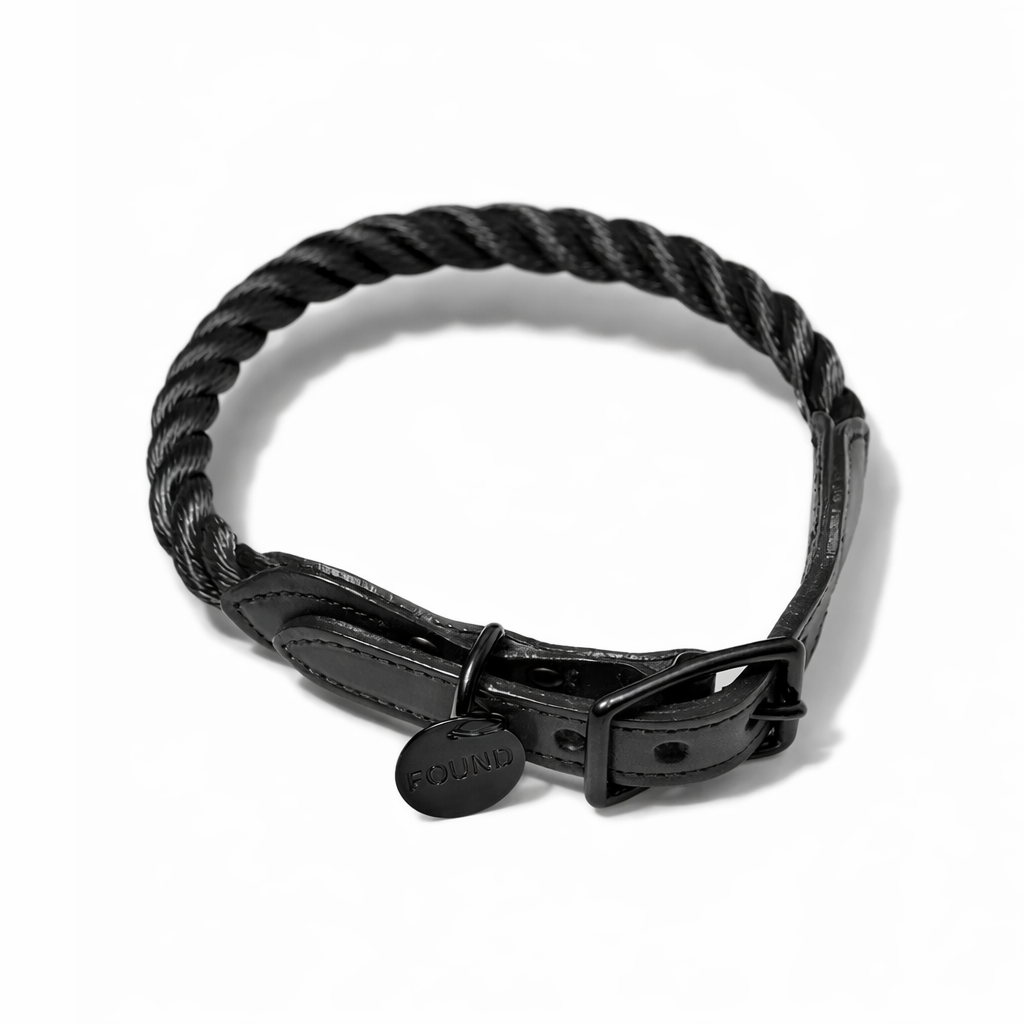 Matte Black Rope Cat & Dog Collar