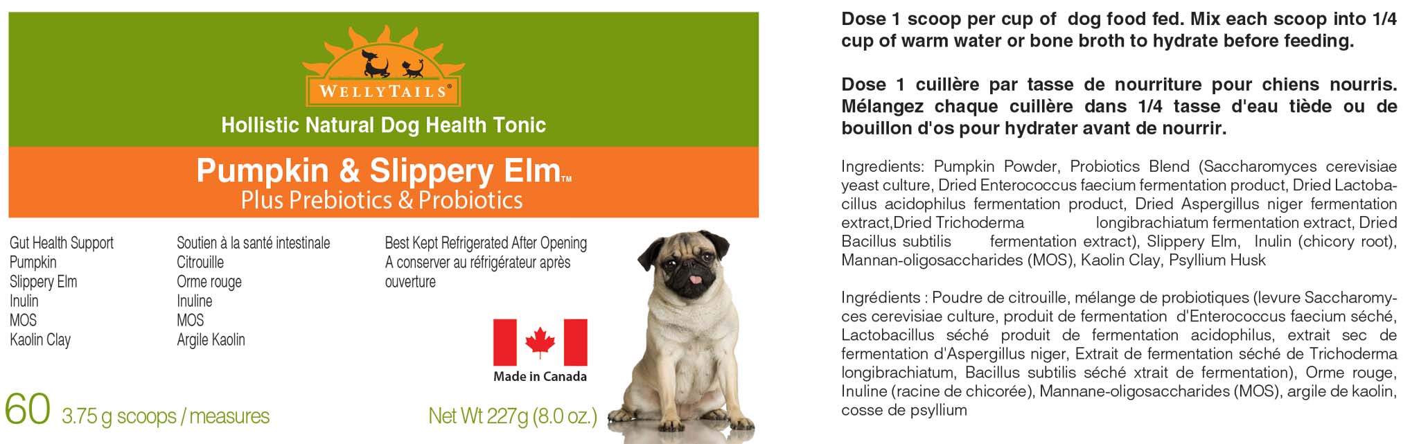 WellyTails Pumpkin & Slippery Elm with Probiotics & Prebiotics