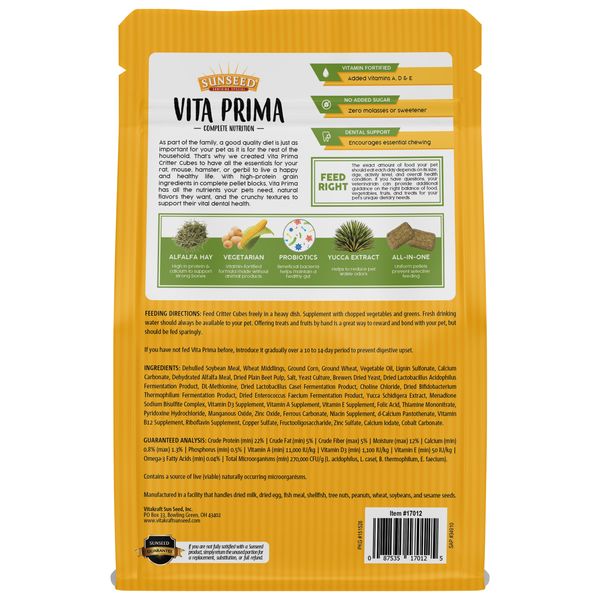 2lb Sunseed Vita Prima Critter Cubes Food