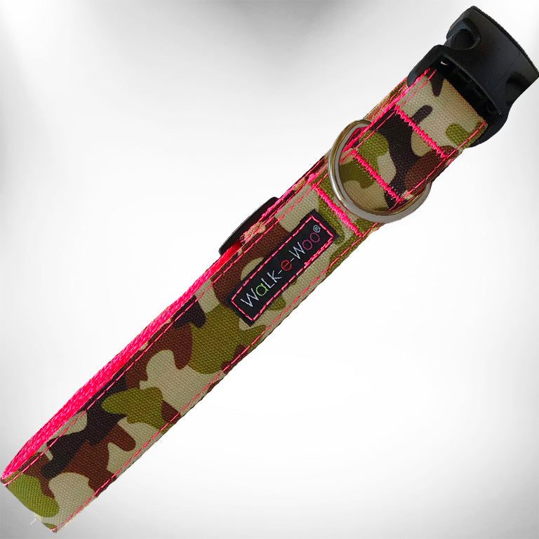 Walk-e-Woo Camo Dog Collars, Leads, and Bows - 3 Styles