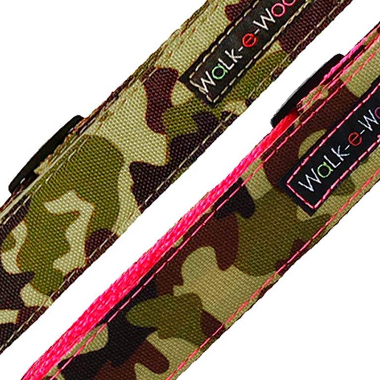 Walk-e-Woo Camo Dog Collars, Leads, and Bows - 3 Styles