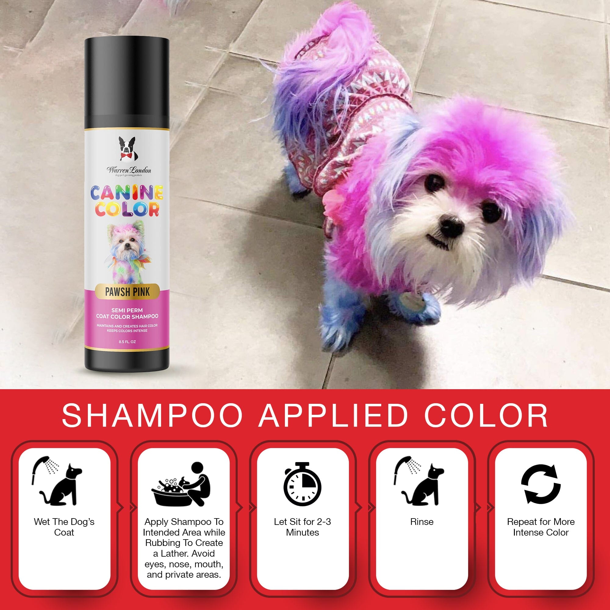 Canine Color Semi Perm Coat Color Shampoo for Dogs