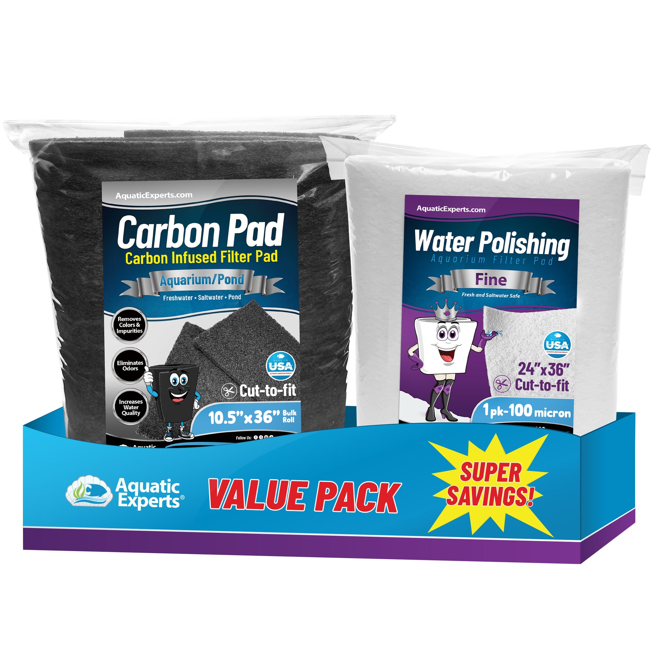 Aquatic Experts Aquarium Carbon Filter Pad - Premium Activated Carbon Filter Pads for Crystal Clear Aquariums