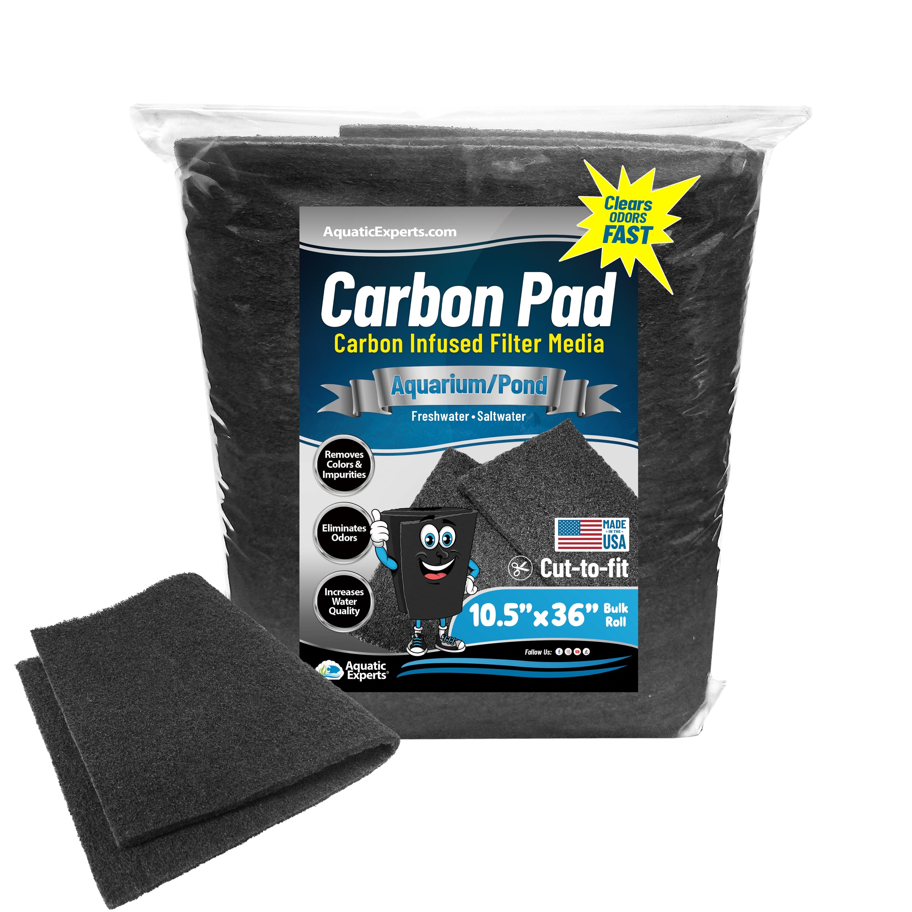 Aquatic Experts Aquarium Carbon Filter Pad - Premium Activated Carbon Filter Pads for Crystal Clear Aquariums