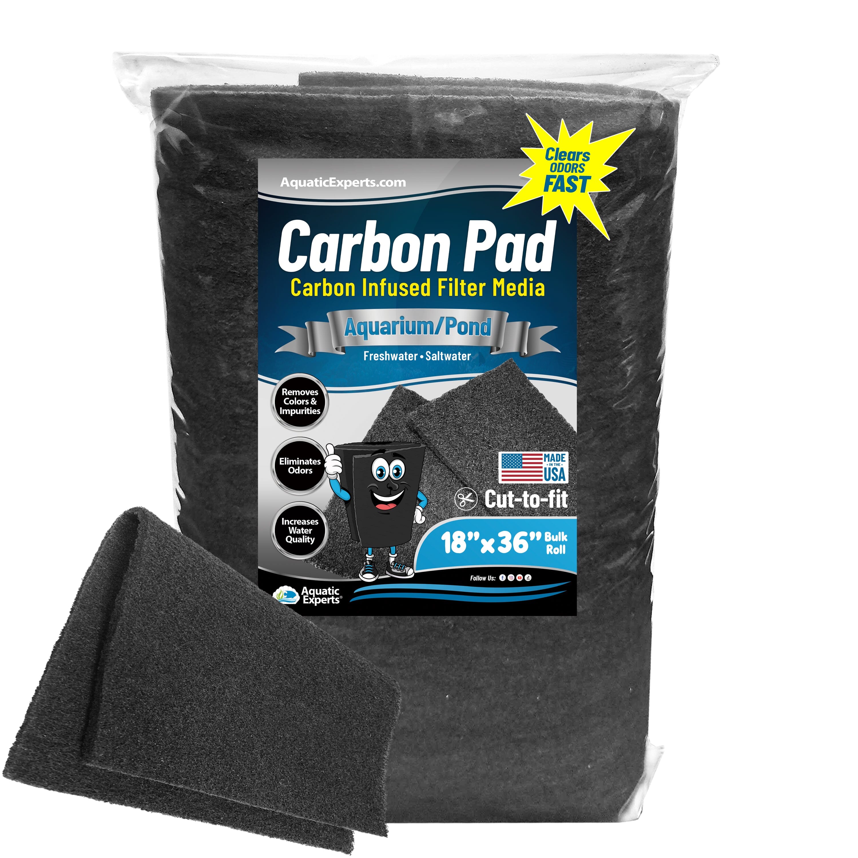 Aquatic Experts Aquarium Carbon Filter Pad - Premium Activated Carbon Filter Pads for Crystal Clear Aquariums