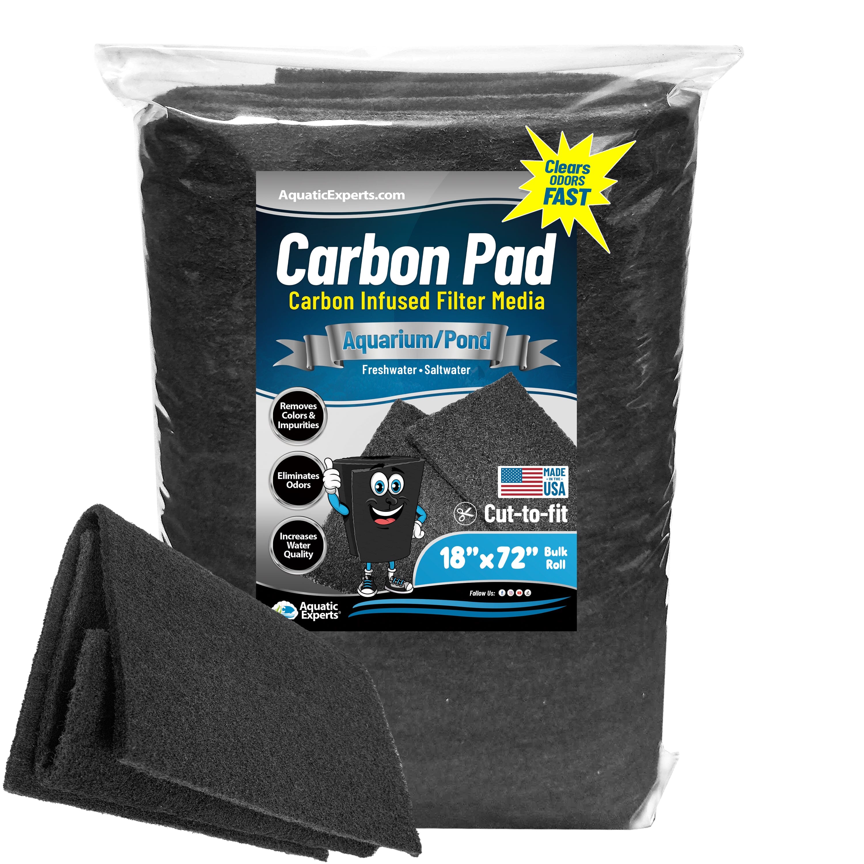 Aquatic Experts Aquarium Carbon Filter Pad - Premium Activated Carbon Filter Pads for Crystal Clear Aquariums