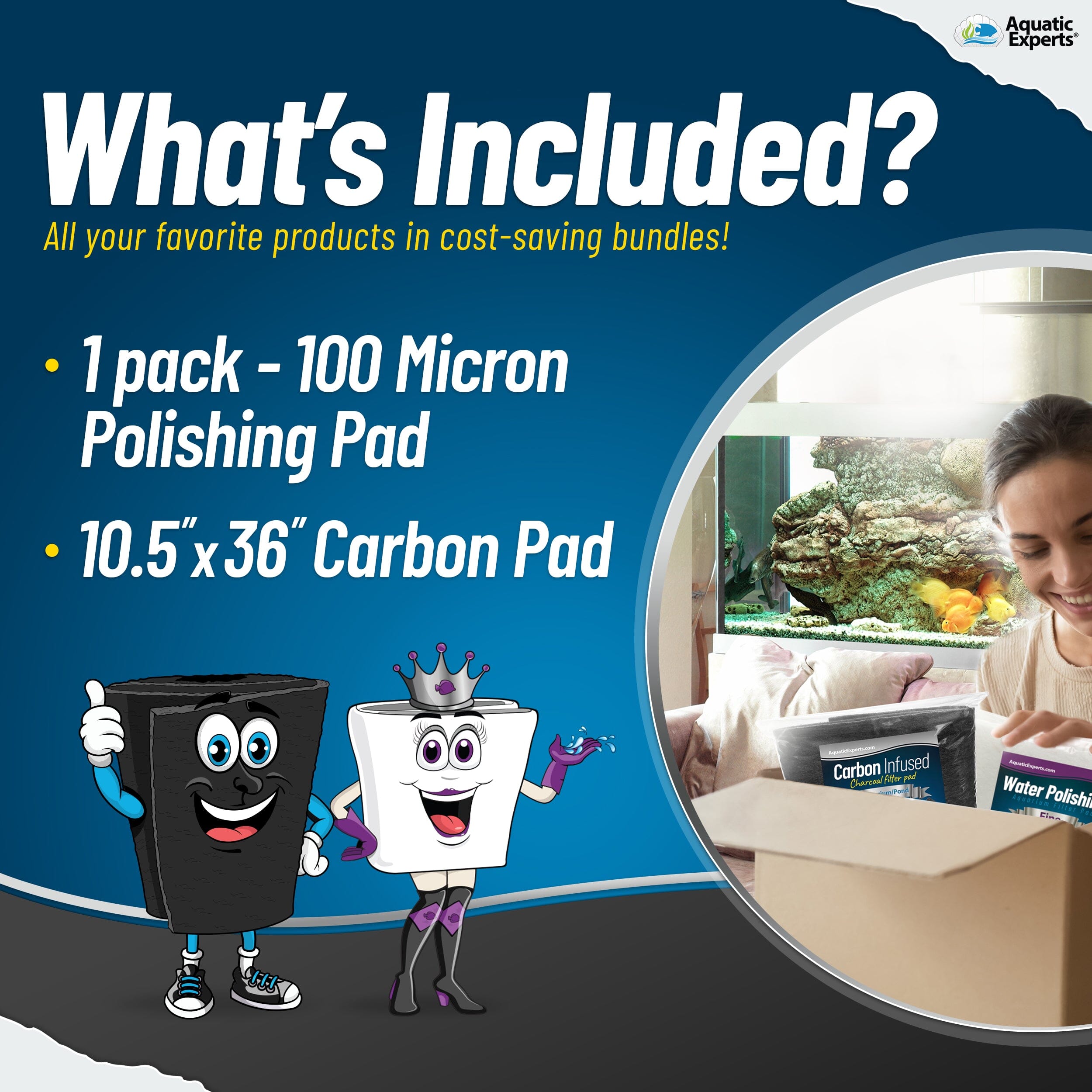 Crystal Clear + Odor Control Bundle – Carbon & Polishing Pads | Aquatic Experts