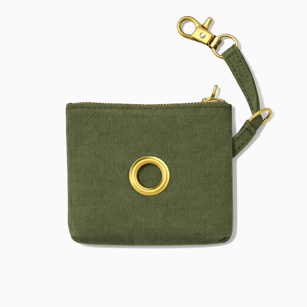 Olive Waxed Cotton Canvas Poop Bag Pouch