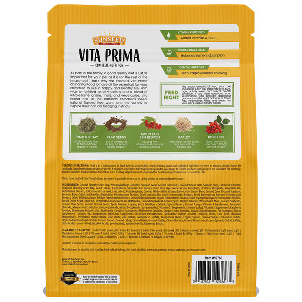 3lb Sunseed Vita Prima Chinchilla Food