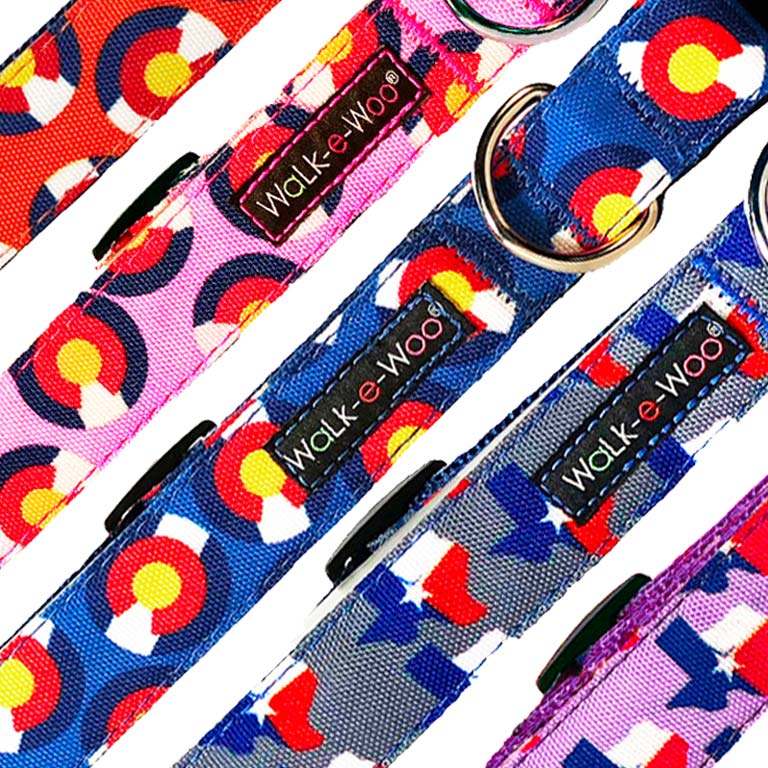 Walk-e-Woo Colorado and Texas Dog Collars, Leads, and Bows - 6 Styles