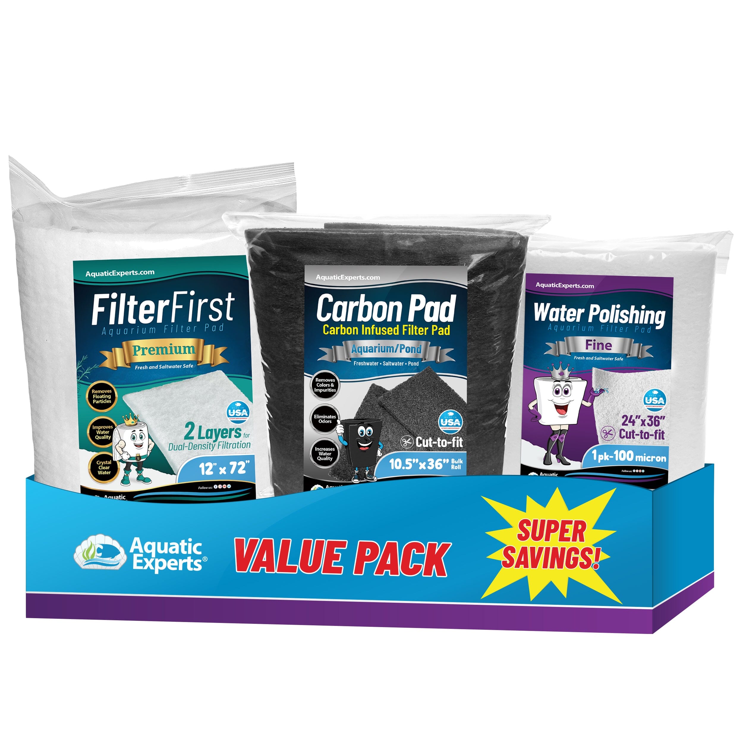 Aquatic Experts Aquarium Carbon Filter Pad - Premium Activated Carbon Filter Pads for Crystal Clear Aquariums