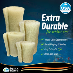 Cream COARSE Pond Filter Pad - 2" Thick Bulk Roll Filter Media for Water Gardens - Made in USA