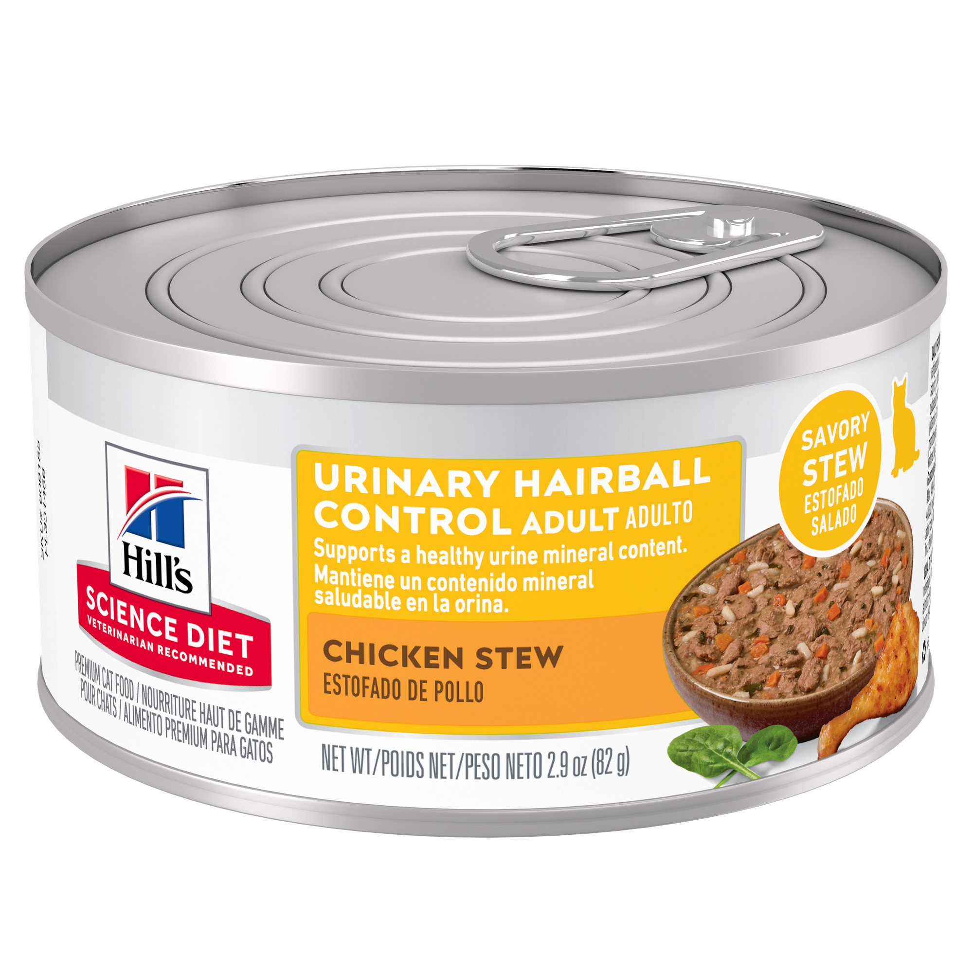 Hill's Science Diet Adult Urinary & Hairball Control Canned Cat Food, Chicken Stew (2.9 oz)