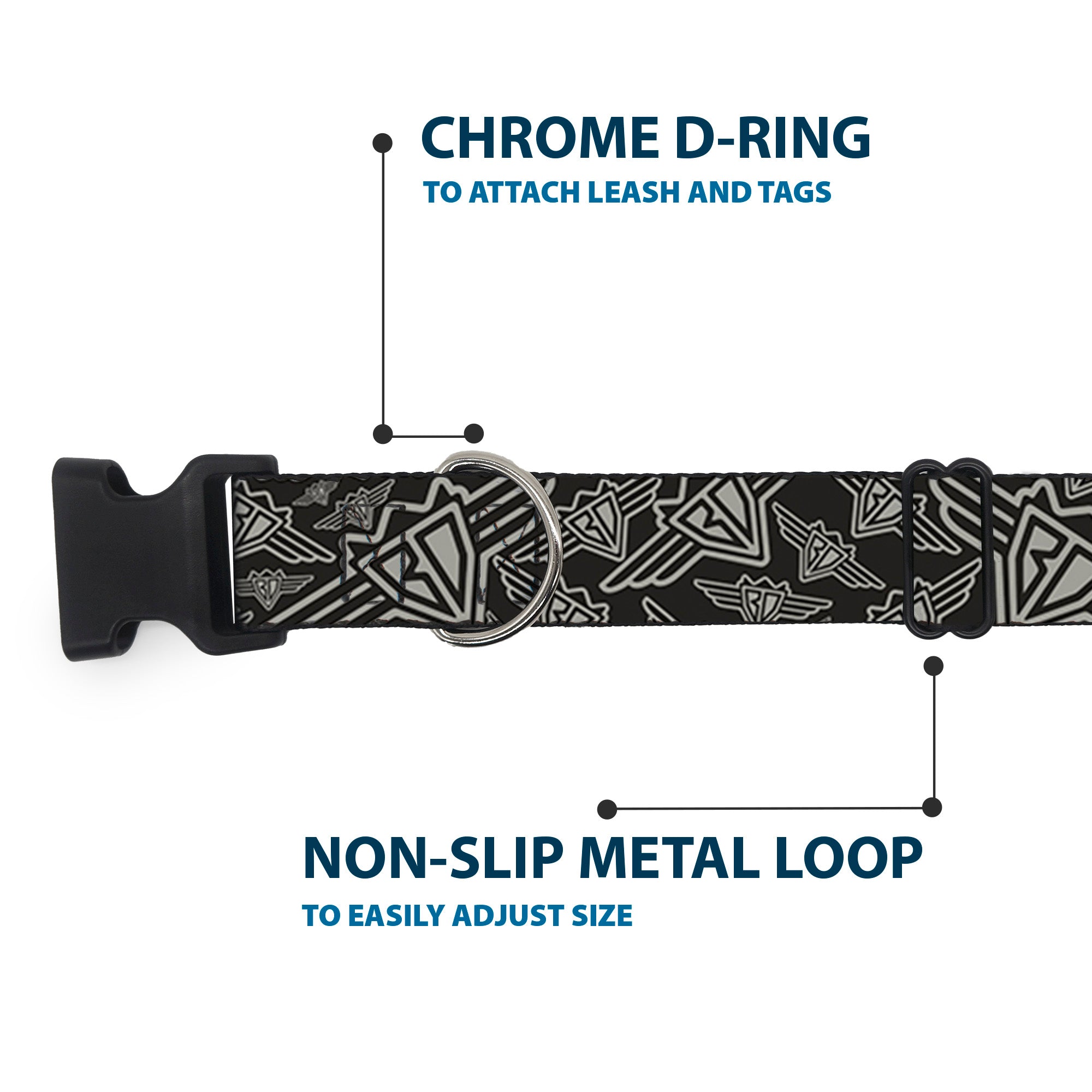 Plastic Clip Collar - BD Logo Scattered Black/Gray