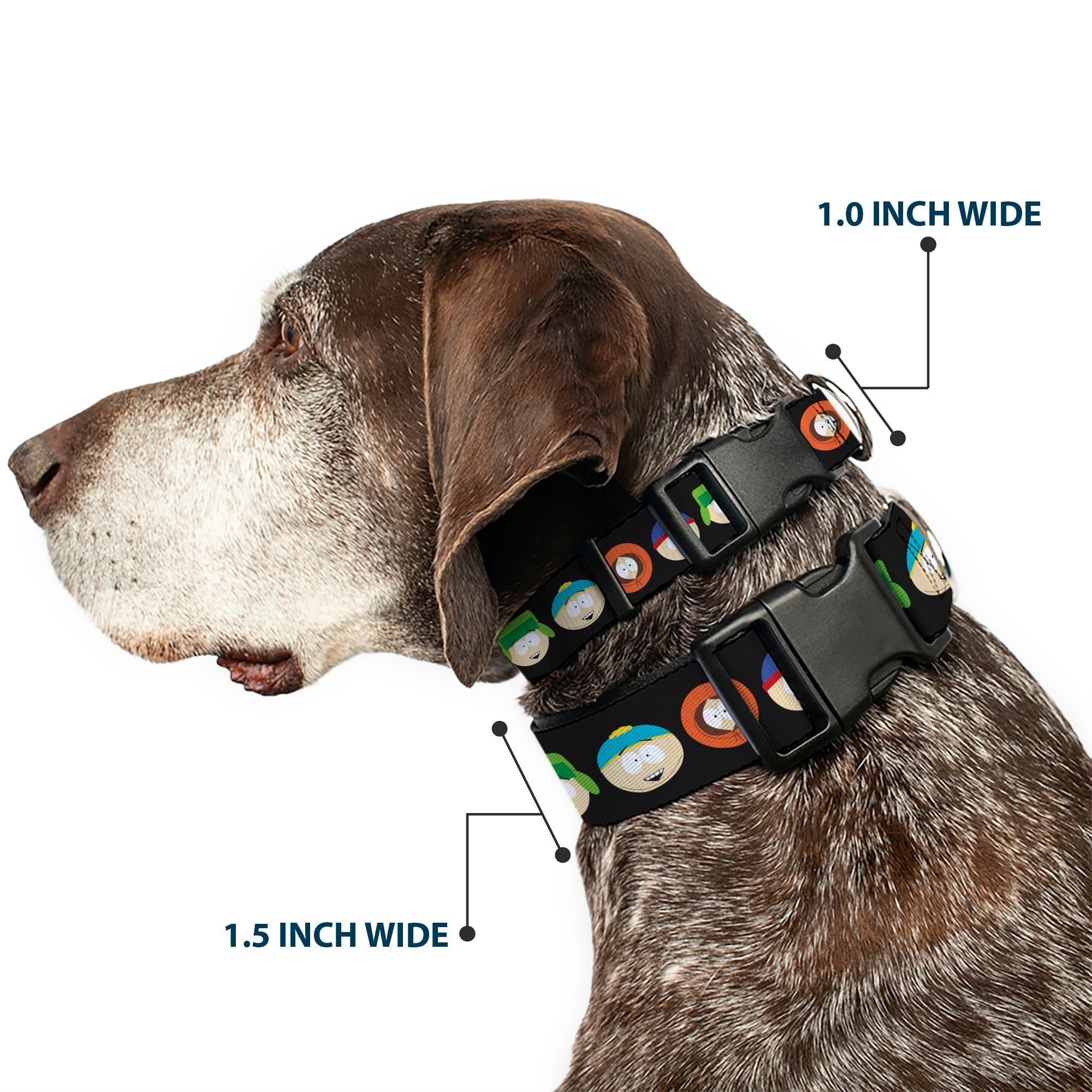 Plastic Clip Collar - South Park Boys Face Repeat Black