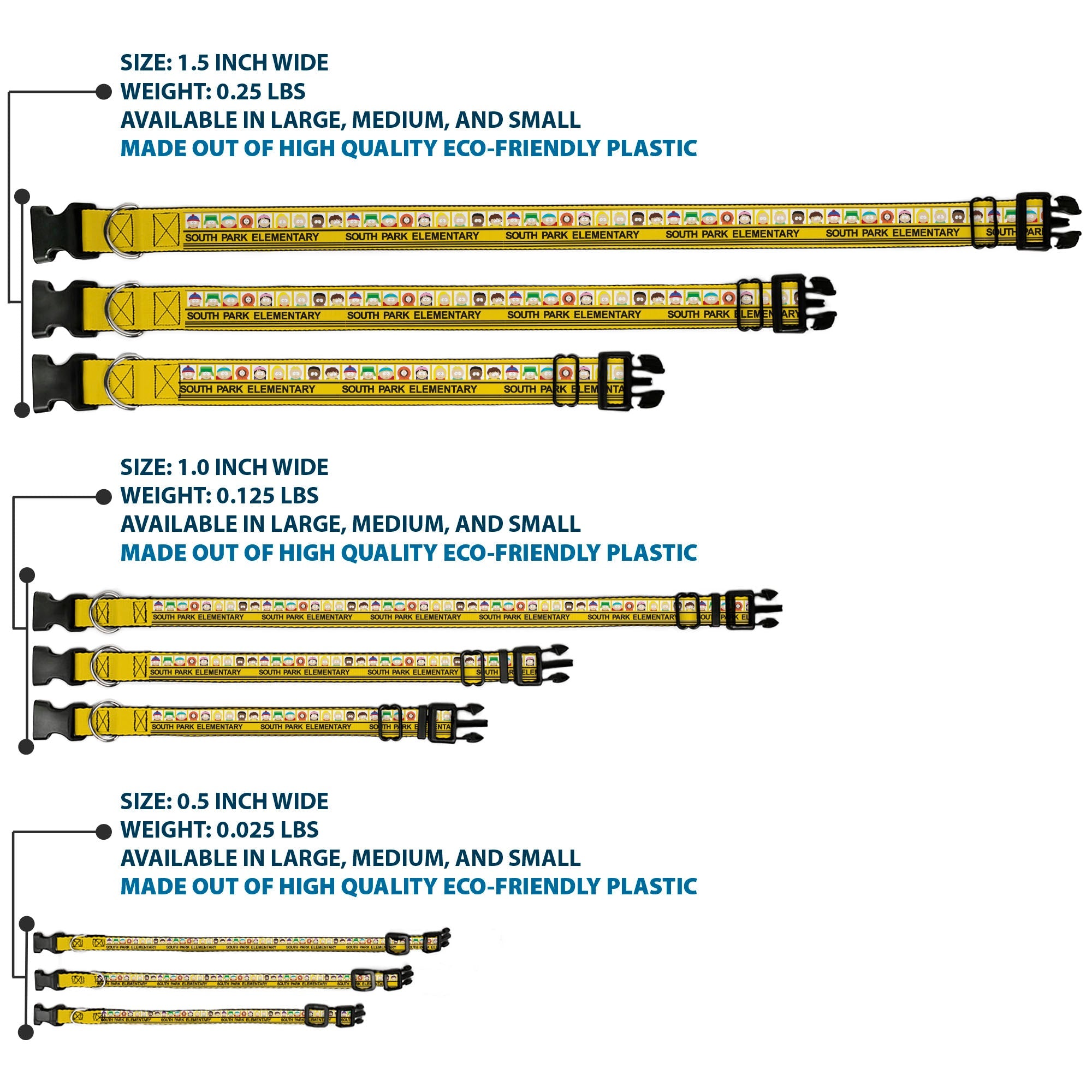 Plastic Clip Collar - SOUTH PARK ELEMENTARY School Bus Characters Pose Yellow