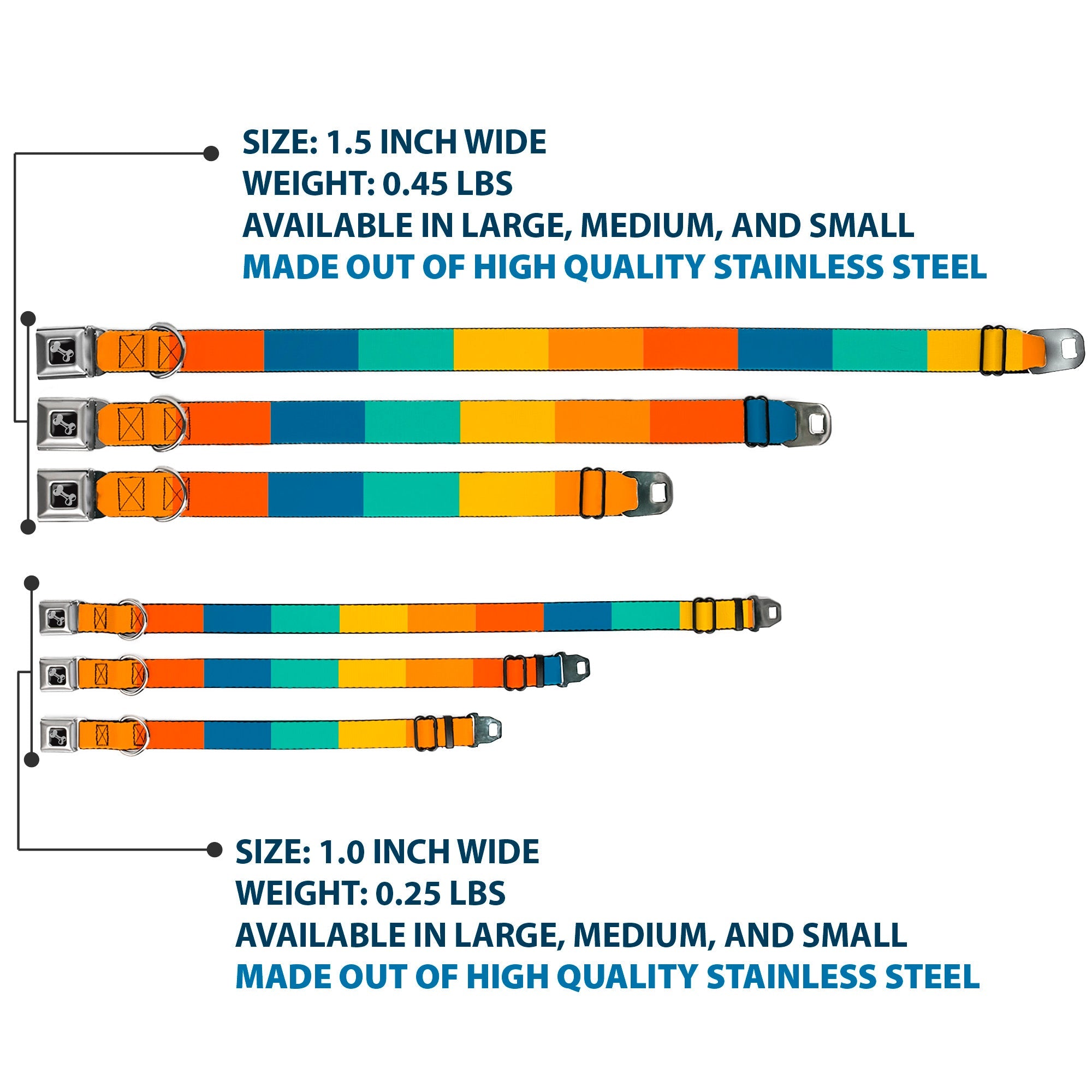 Dog Bone Black/Silver Seatbelt Buckle Collar - Summer Essentials Color Block 2