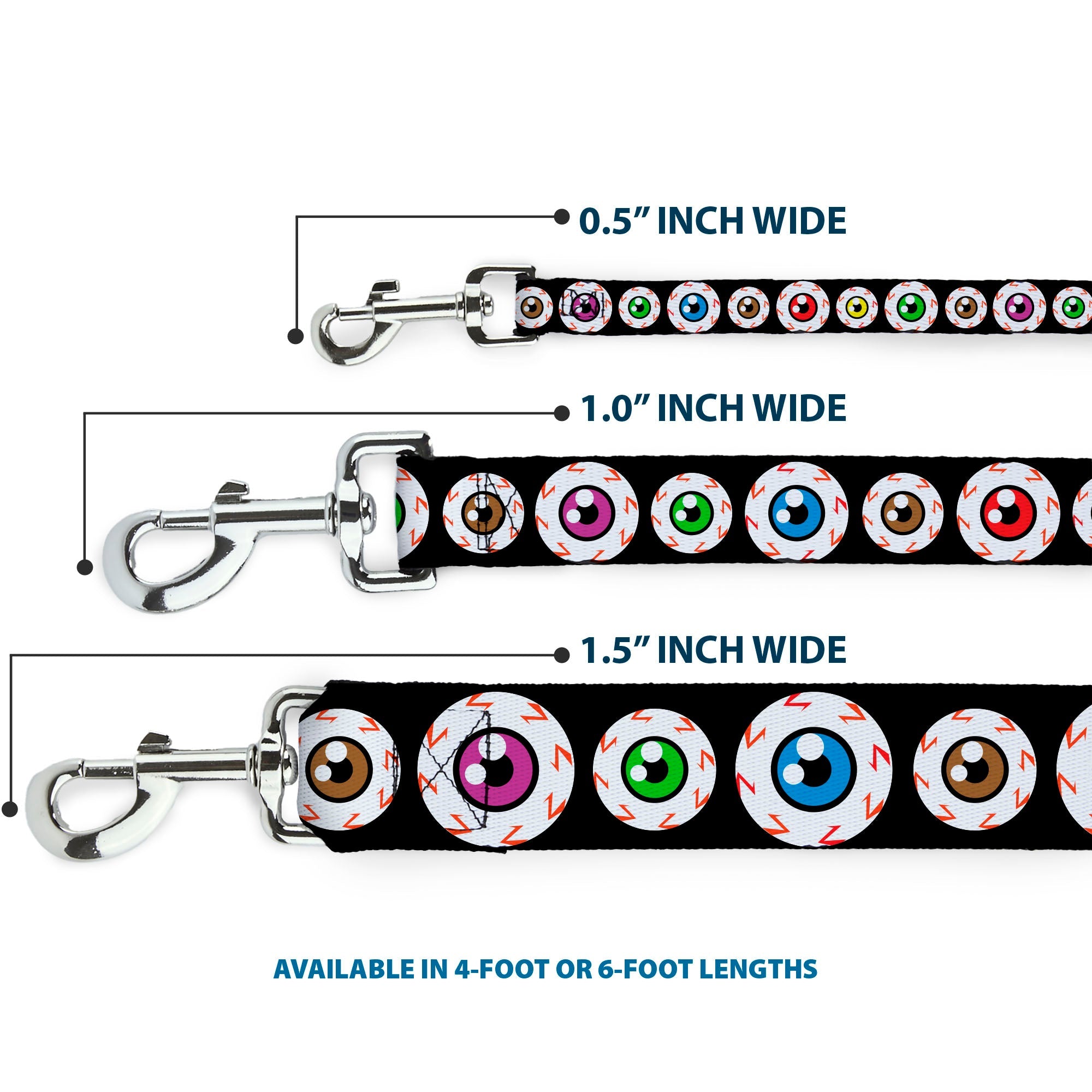 Dog Leash - Eyeballs Black/Multi Color