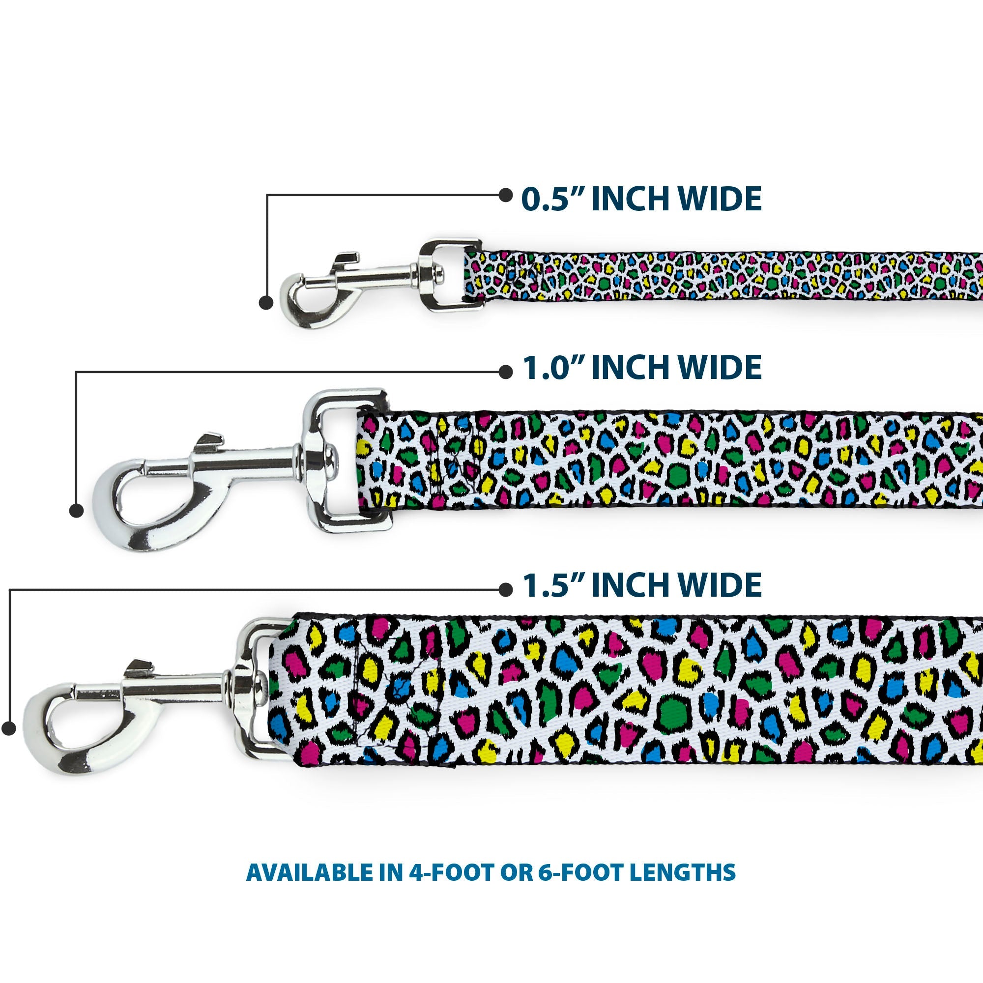 Dog Leash - Leopard White/Multi Color