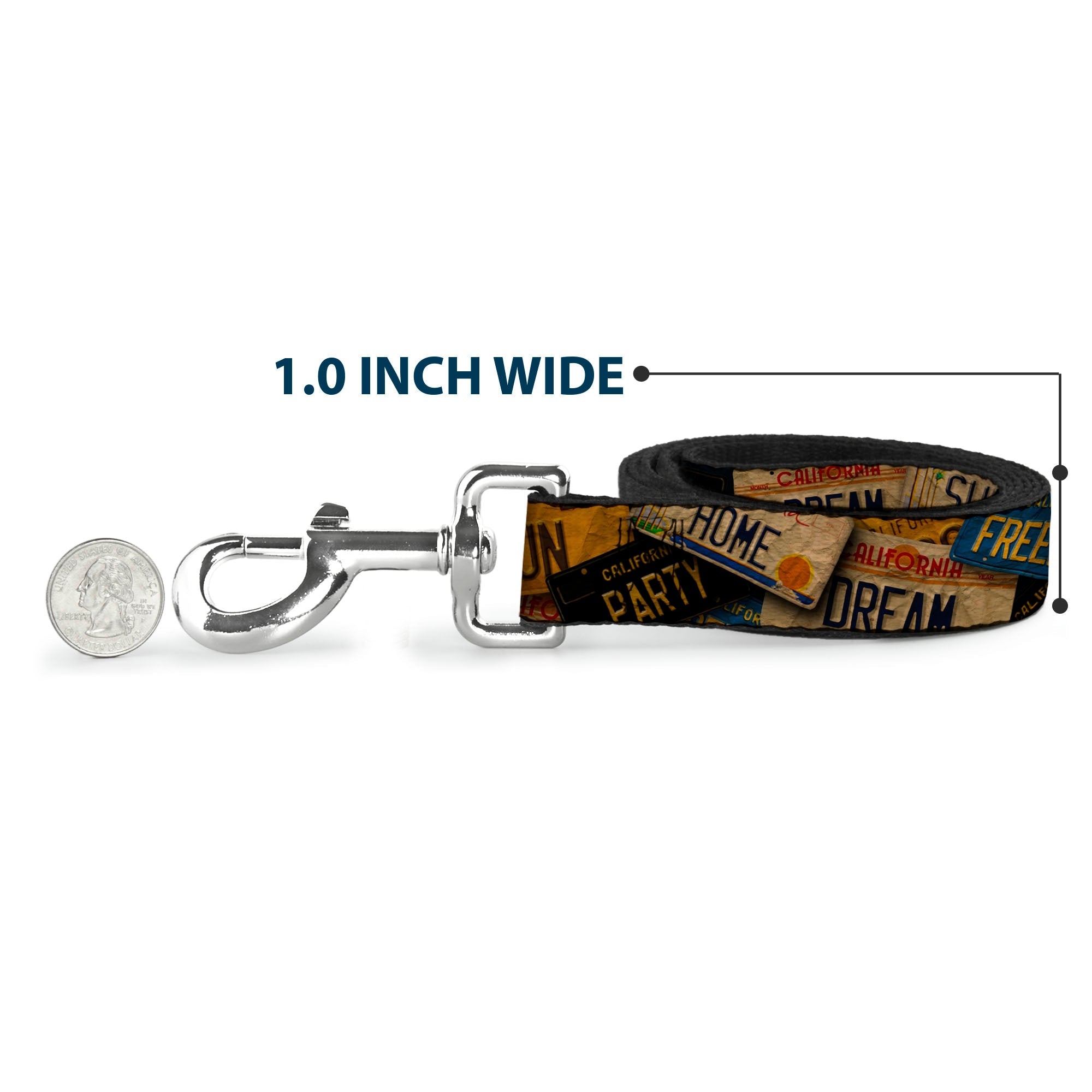Dog Leash - Cali License Plates Stacked Vintage
