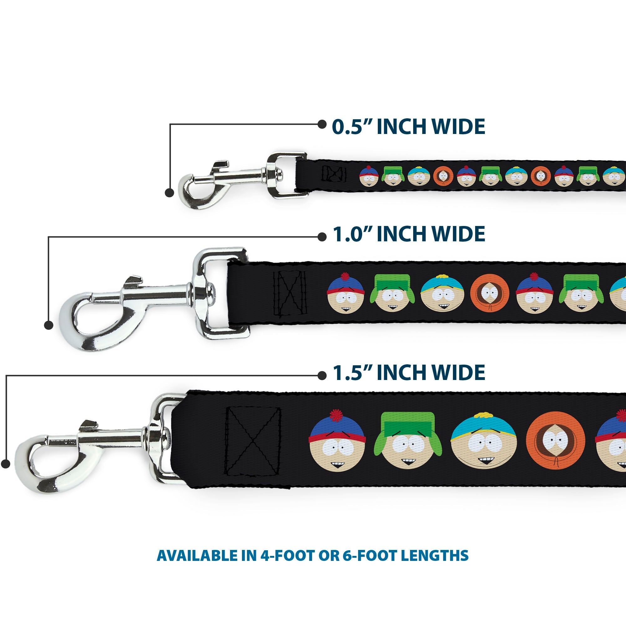 Dog Leash - South Park Boys Face Repeat Black