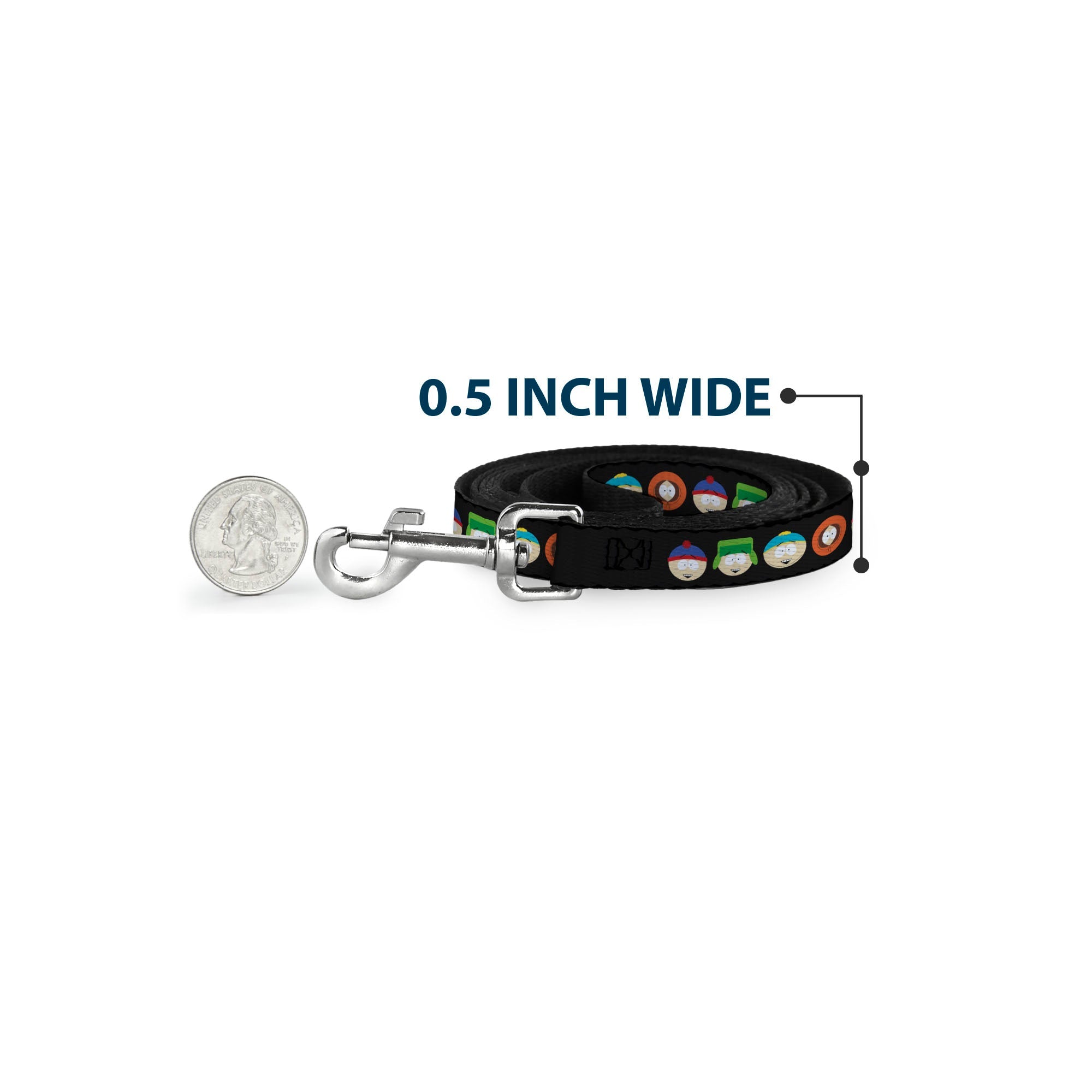 Dog Leash - South Park Boys Face Repeat Black